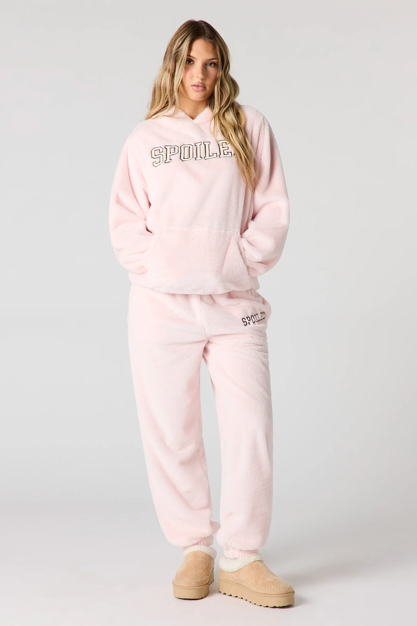 Embroidered Oversized Faux Fur Hoodie - Image 15