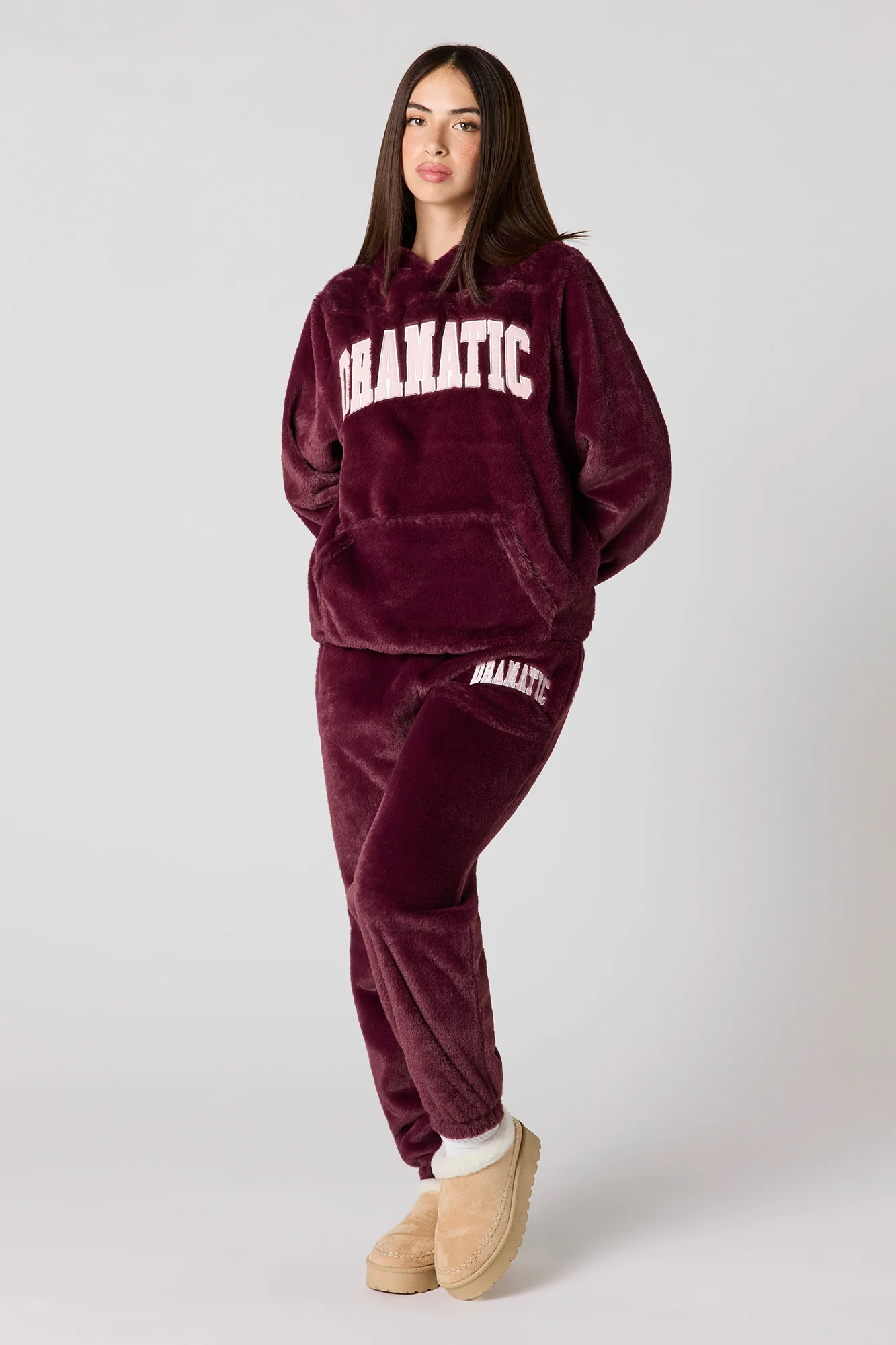 Embroidered Oversized Faux Fur Hoodie - Image 18