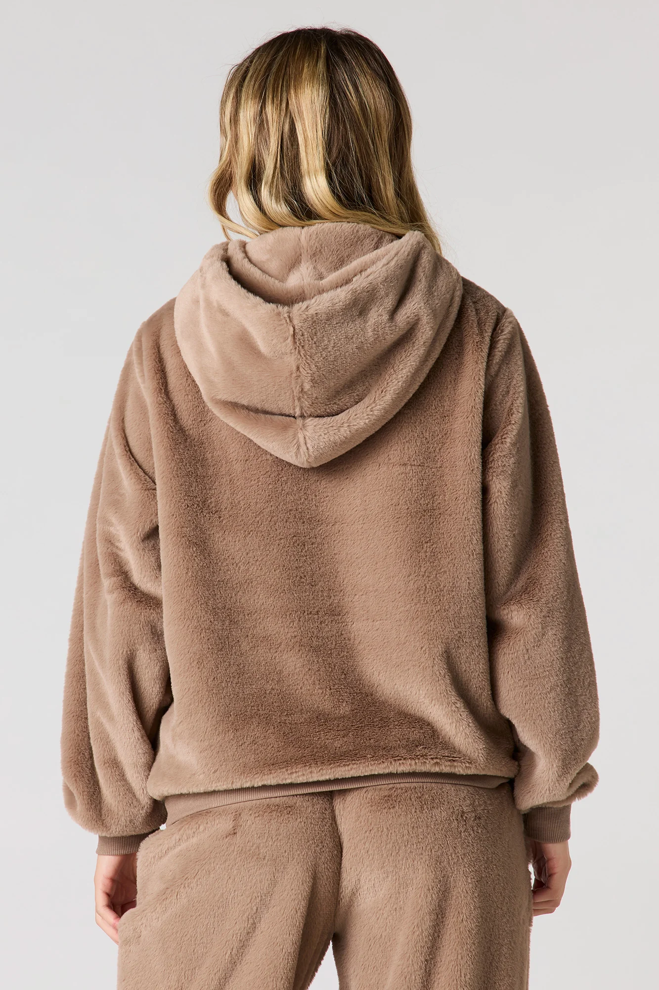 Embroidered Oversized Faux Fur Hoodie - Image 2