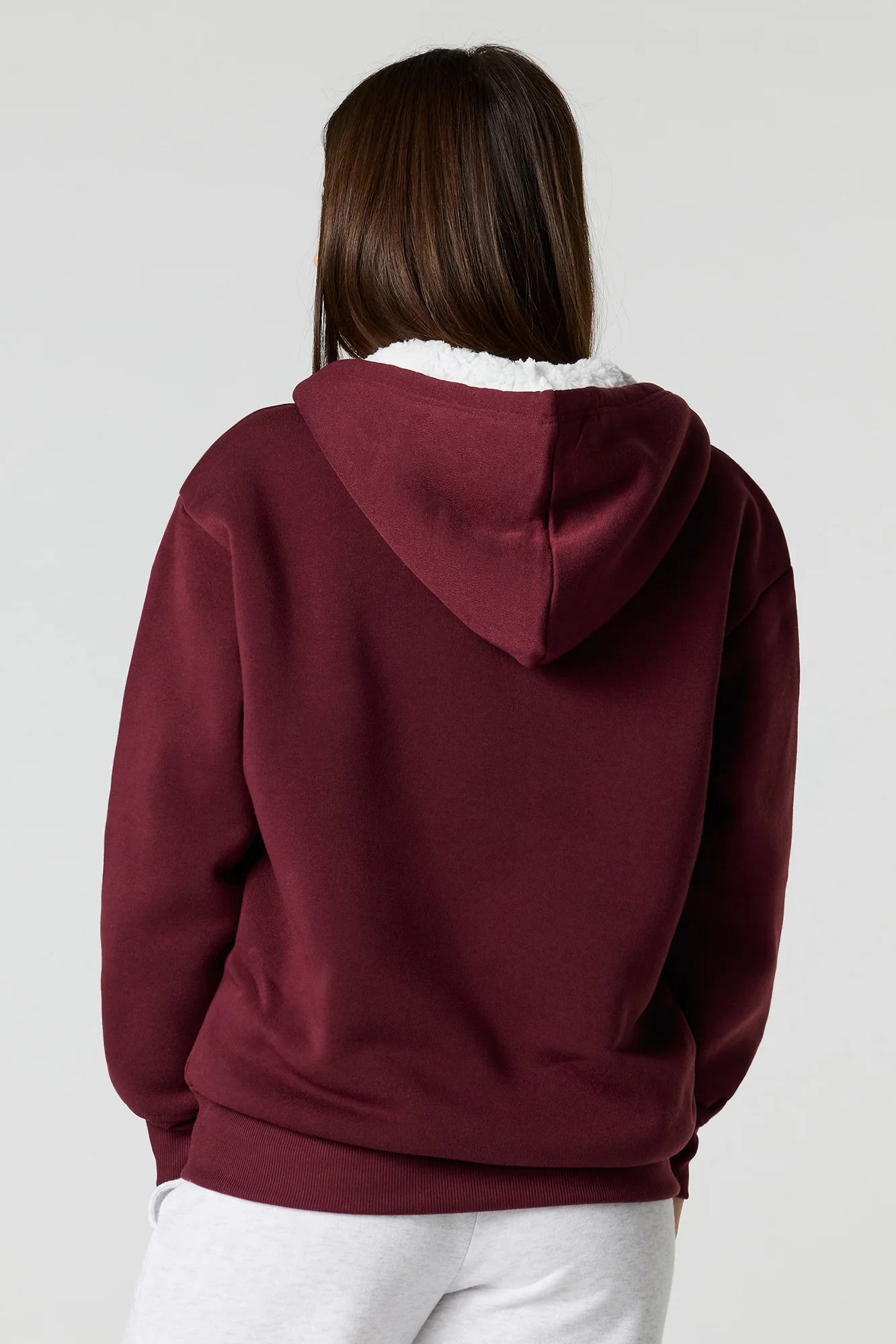 Oversized Sherpa Lined Zip-Up Fleece Hoodie - Image 8