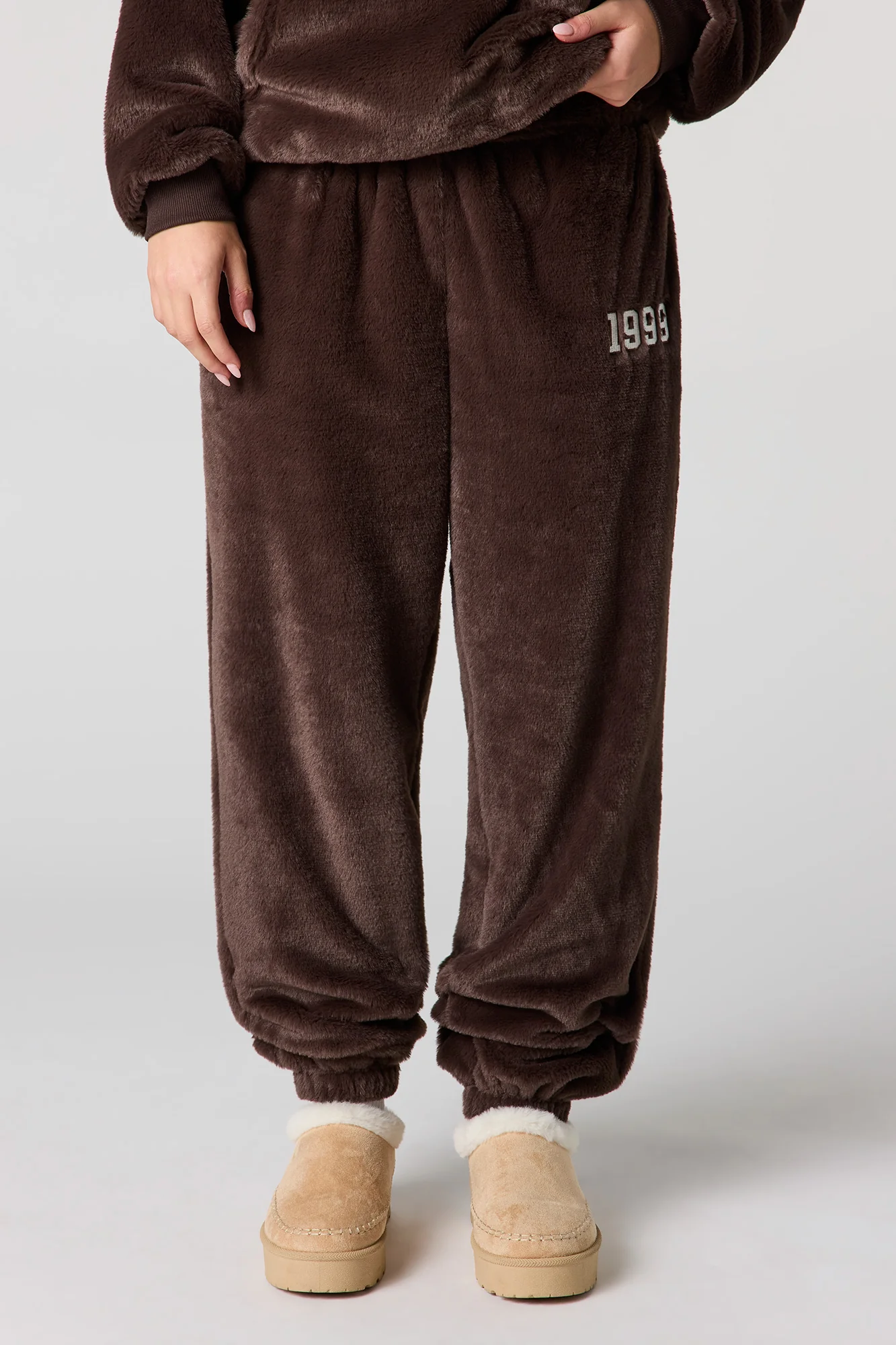 Embroidered Faux Fur Jogger - Image 10