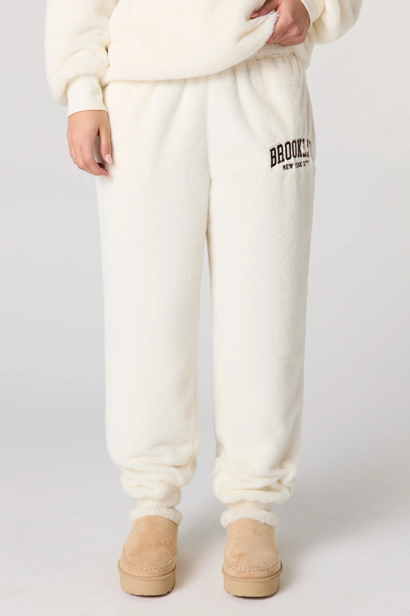 Embroidered Faux Fur Jogger - Image 14