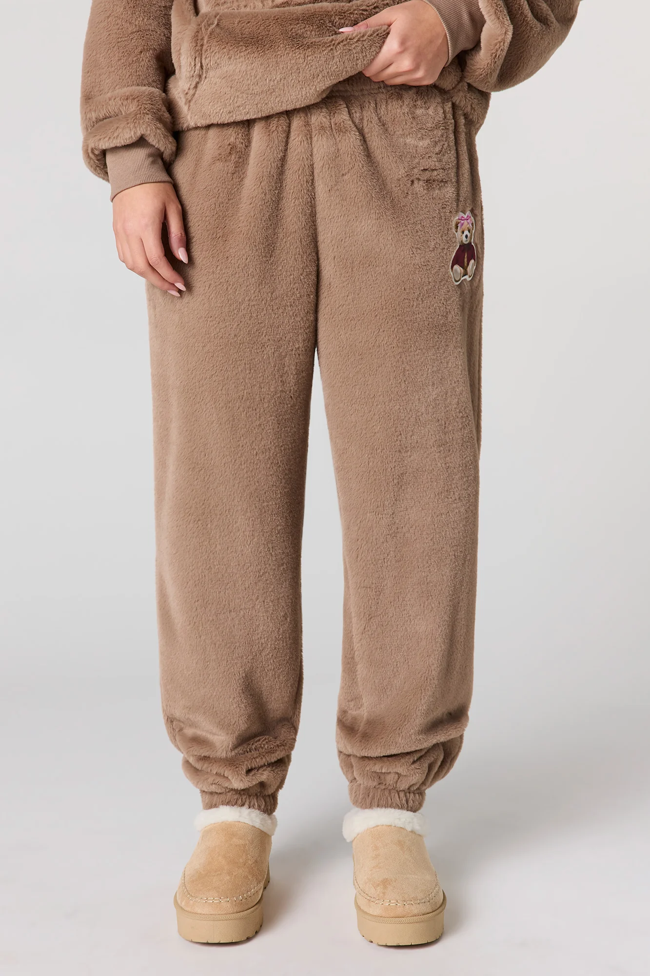 Embroidered Faux Fur Jogger - Image 3