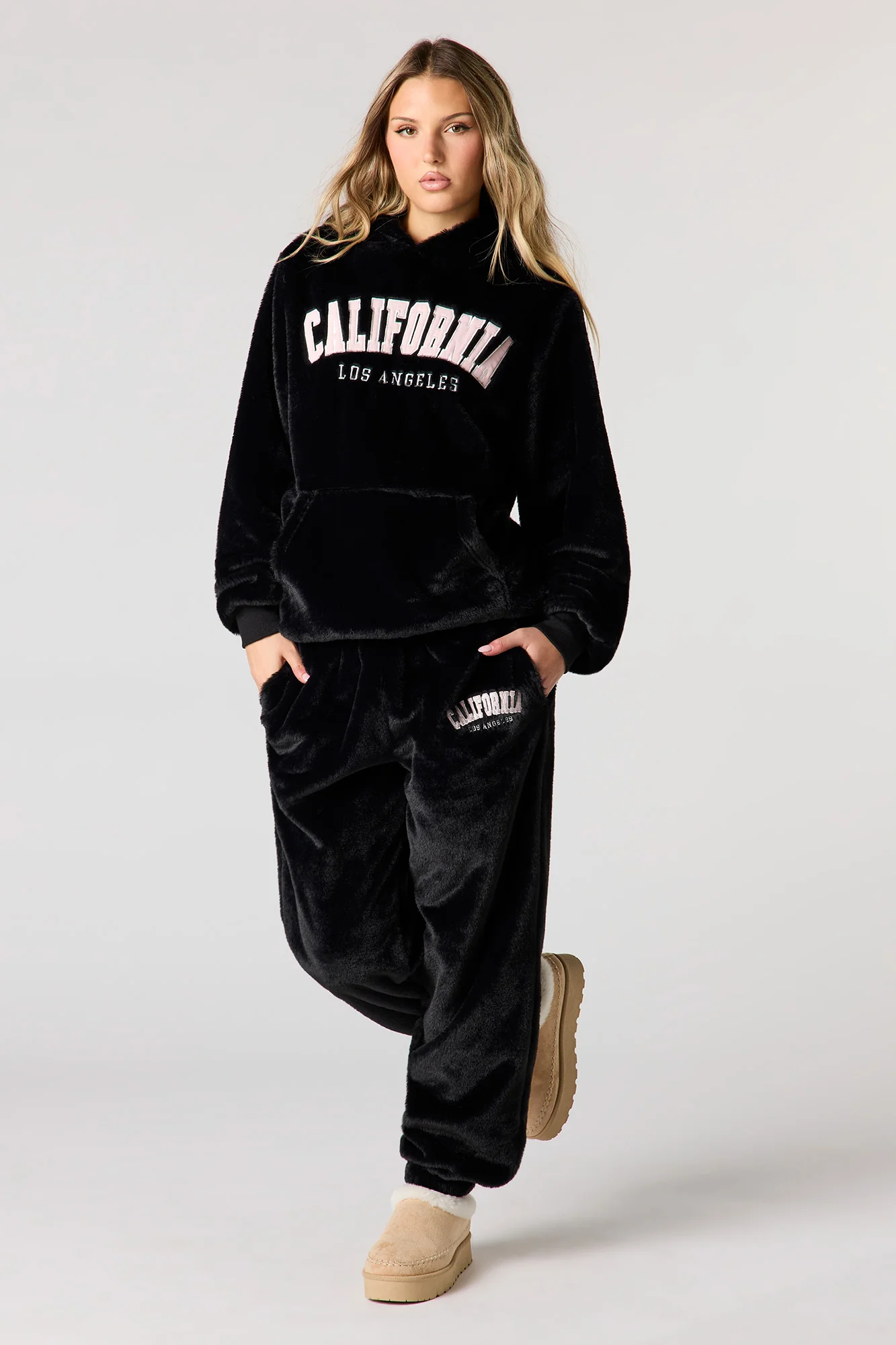 Embroidered Faux Fur Jogger - Image 5
