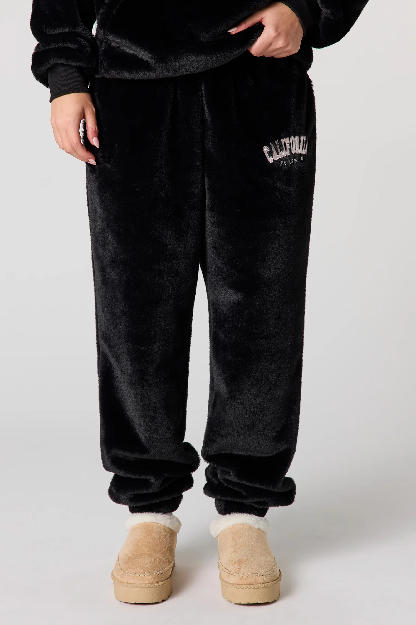 Embroidered Faux Fur Jogger - Image 6