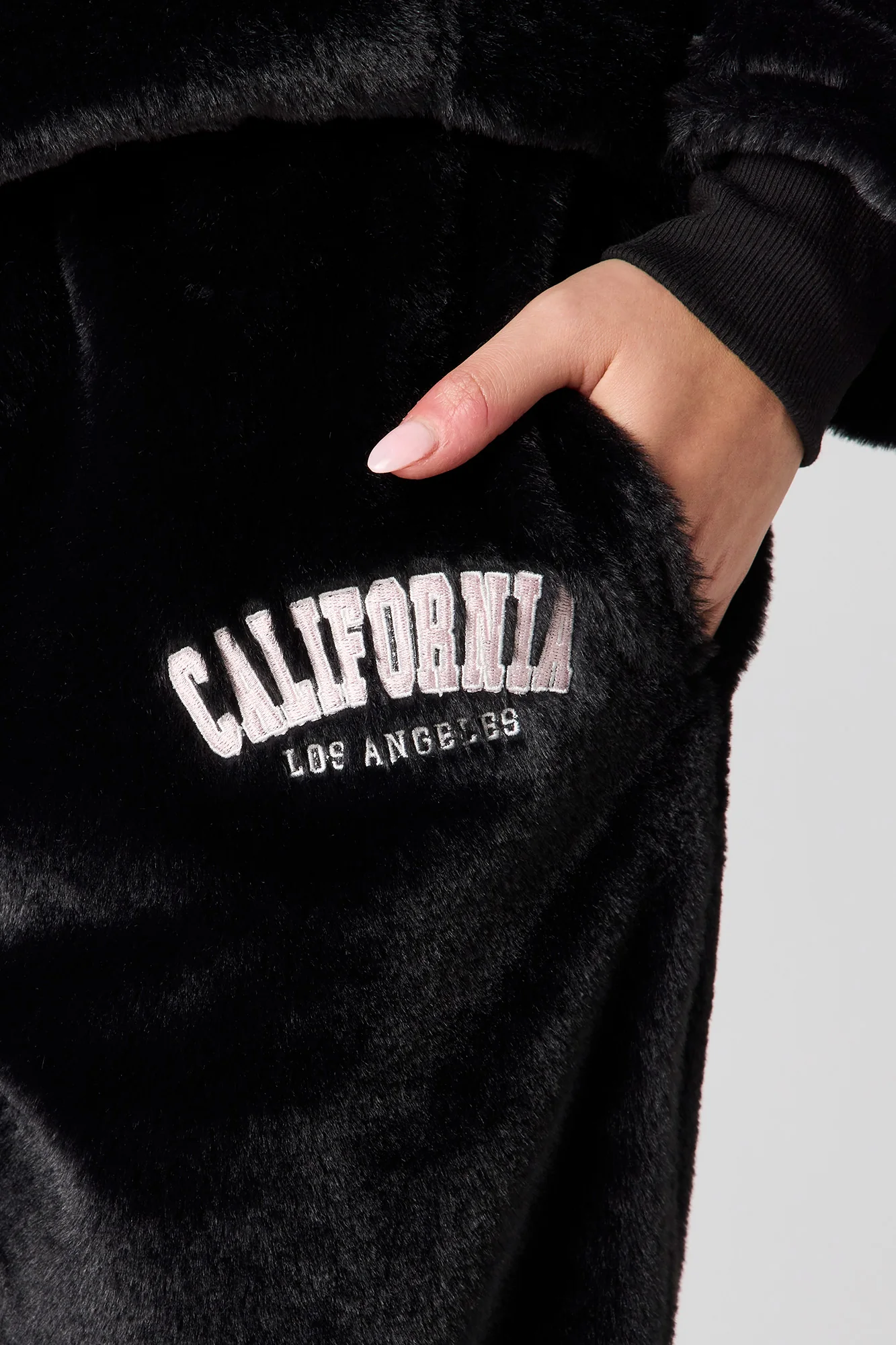 Embroidered Faux Fur Jogger - Image 8