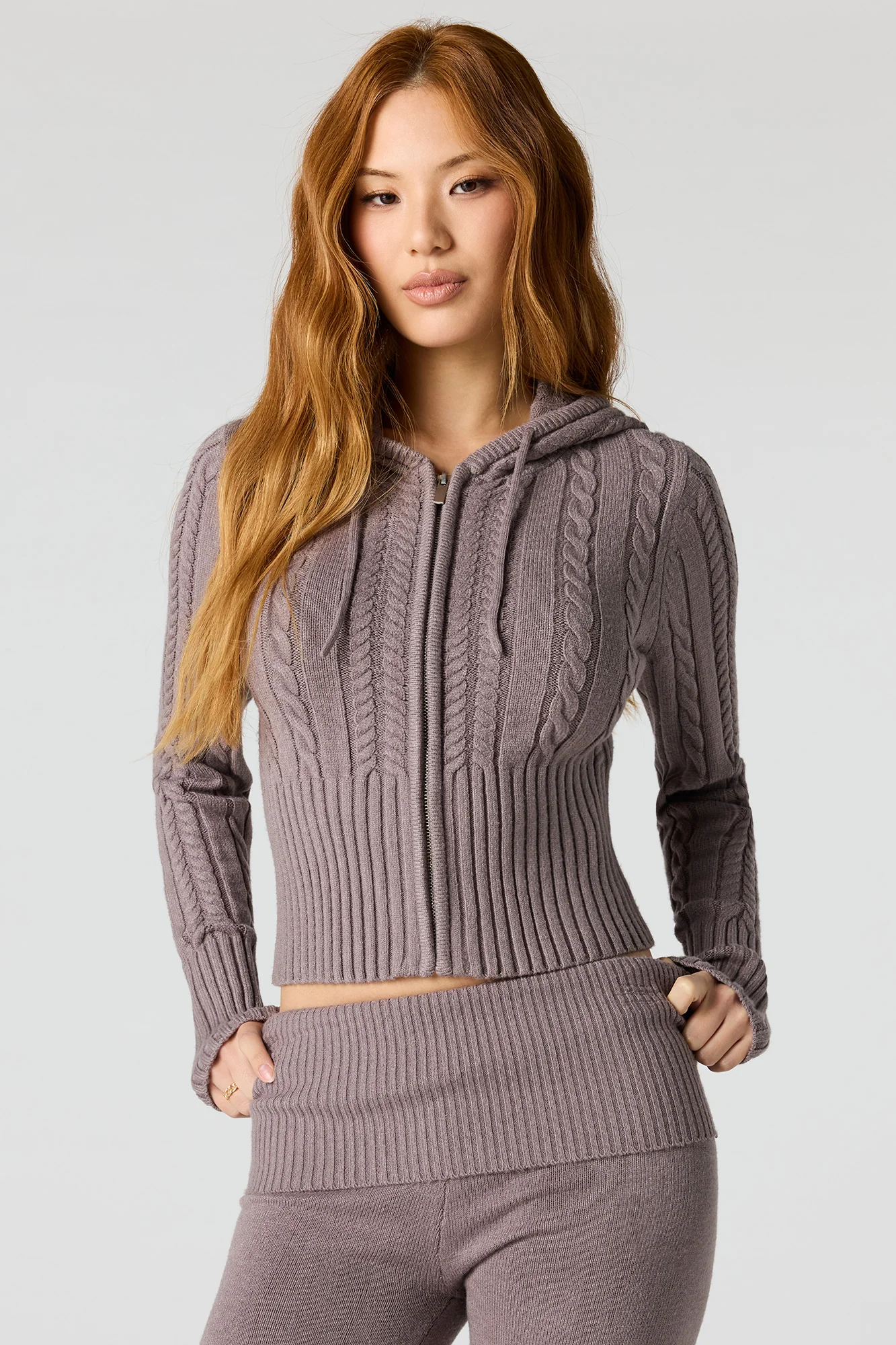 Cable Knit Zip-Up Hoodie - Image 7