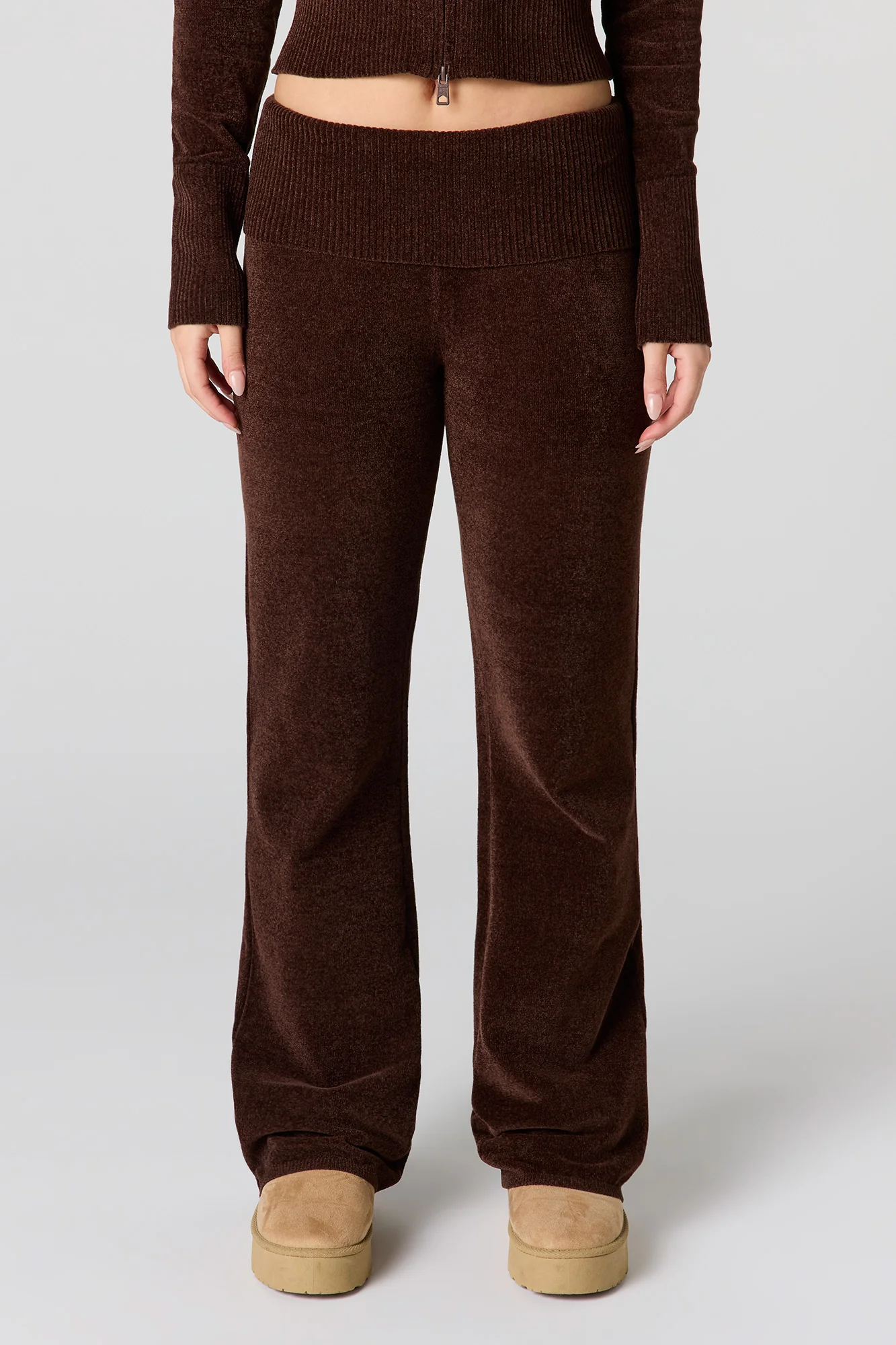 Chenille Knit Foldover Flare Pant - Image 5