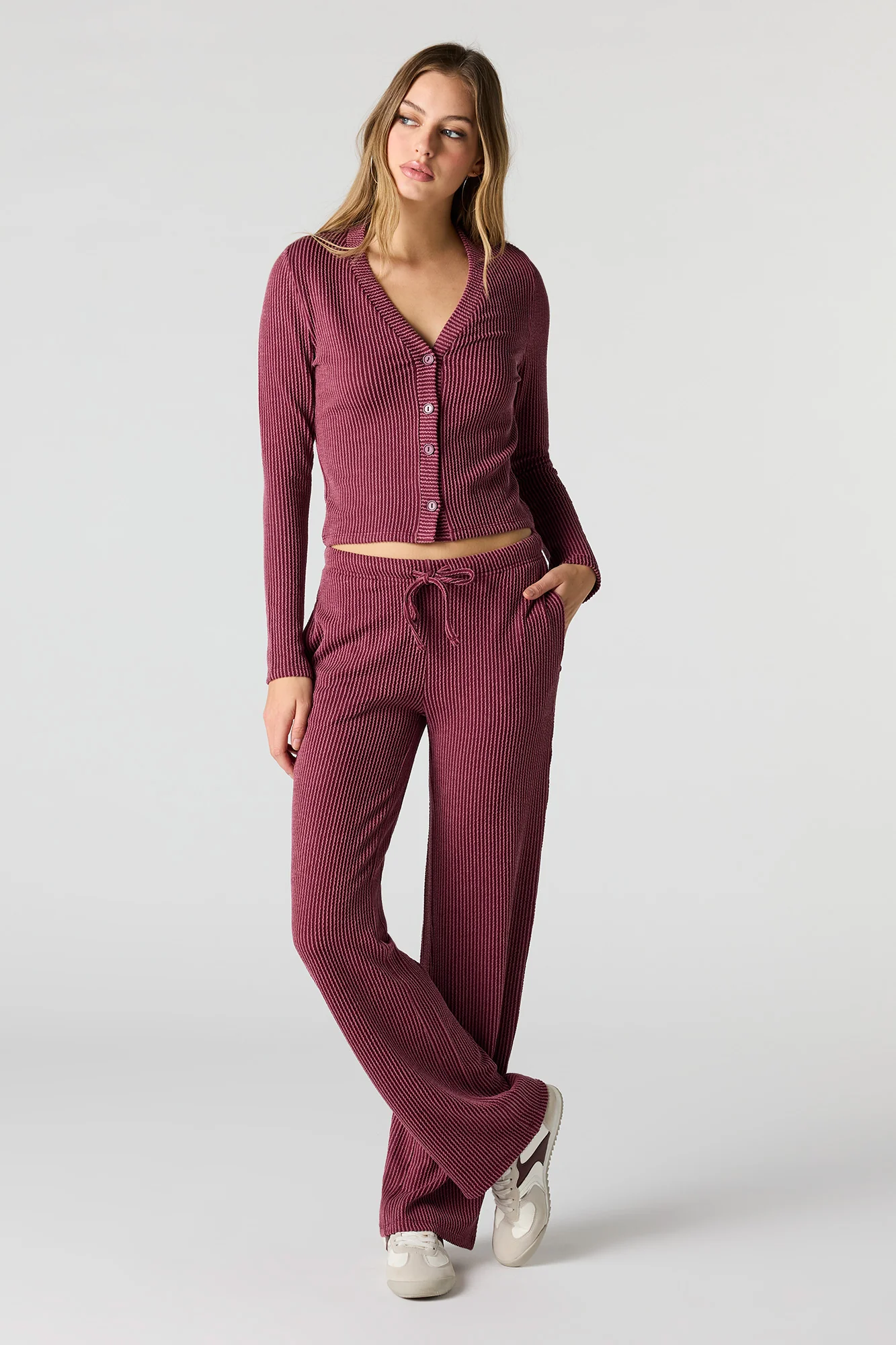 Ribbed Knit Wide Leg Pant