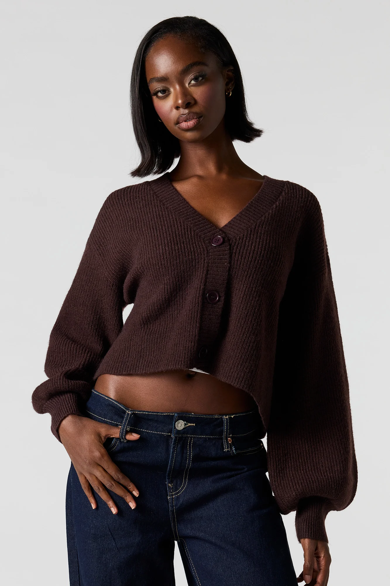 Mossy Knit Button-Up Cardigan - Image 9