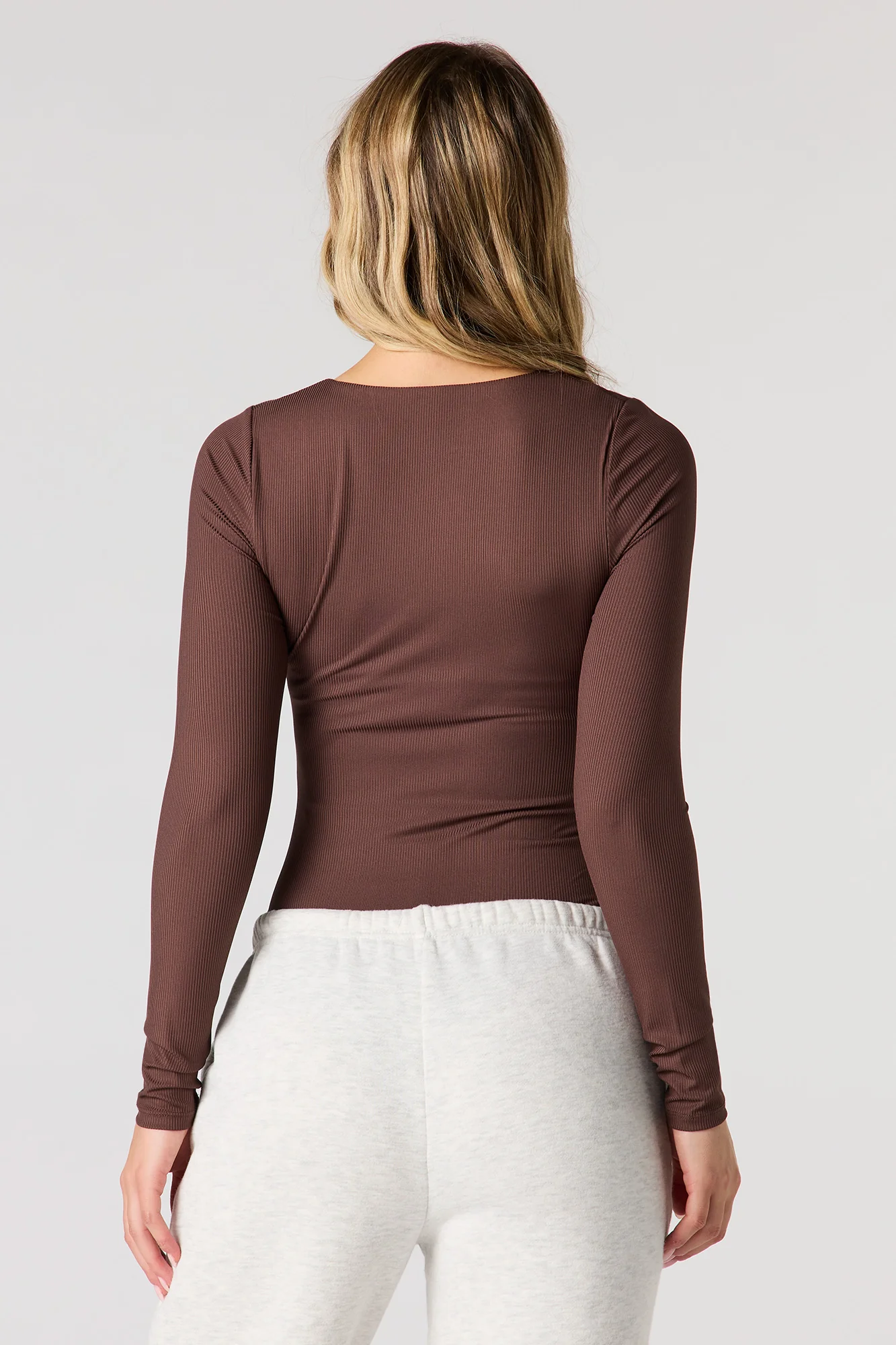 Contour Ribbed Square Neck Long Sleeve Bodysuit - Image 19