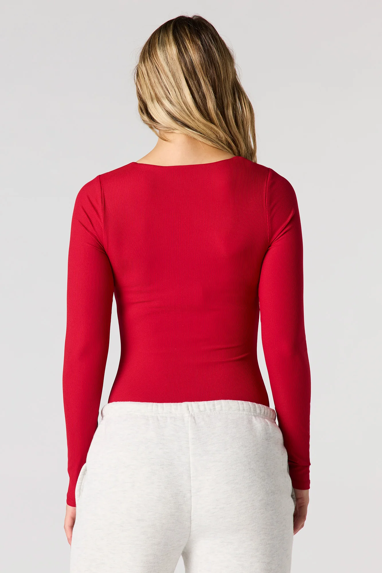 Contour Ribbed Square Neck Long Sleeve Bodysuit - Image 31