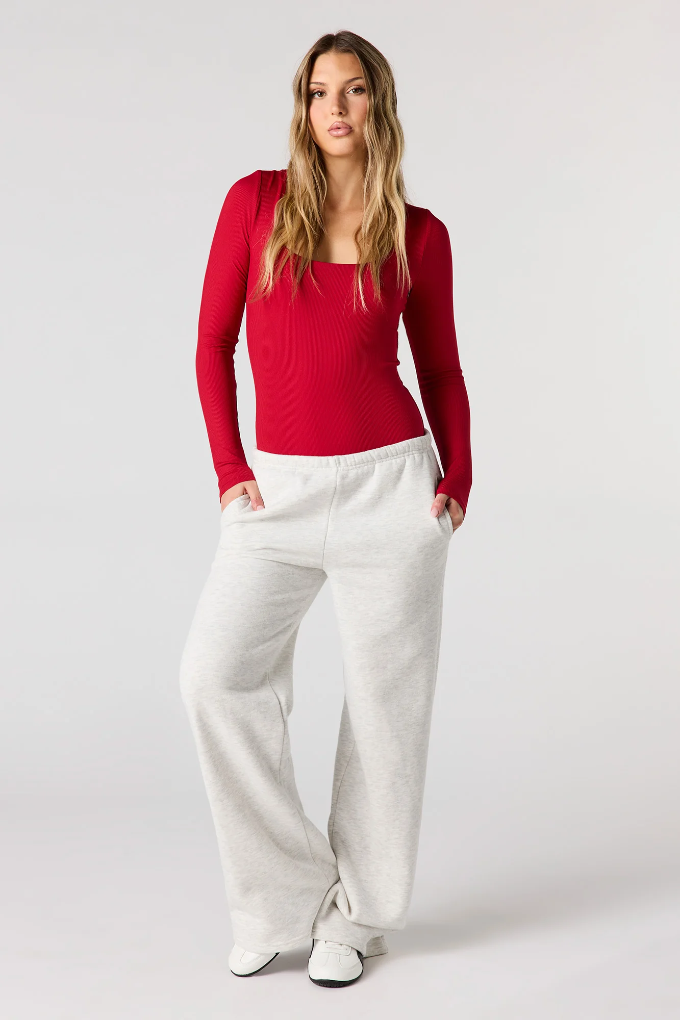 Contour Ribbed Square Neck Long Sleeve Bodysuit - Image 32
