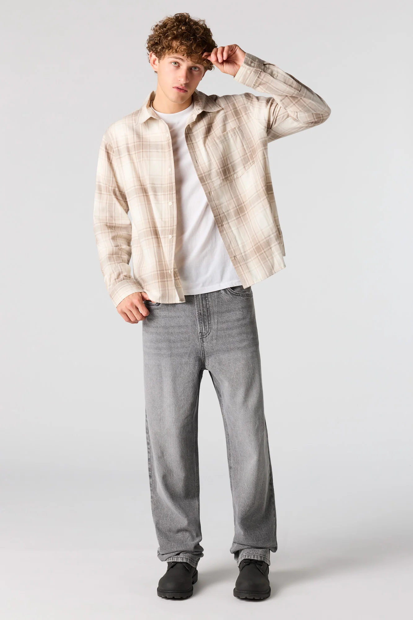 Boxy Flannel Button-Up Top - Image 7