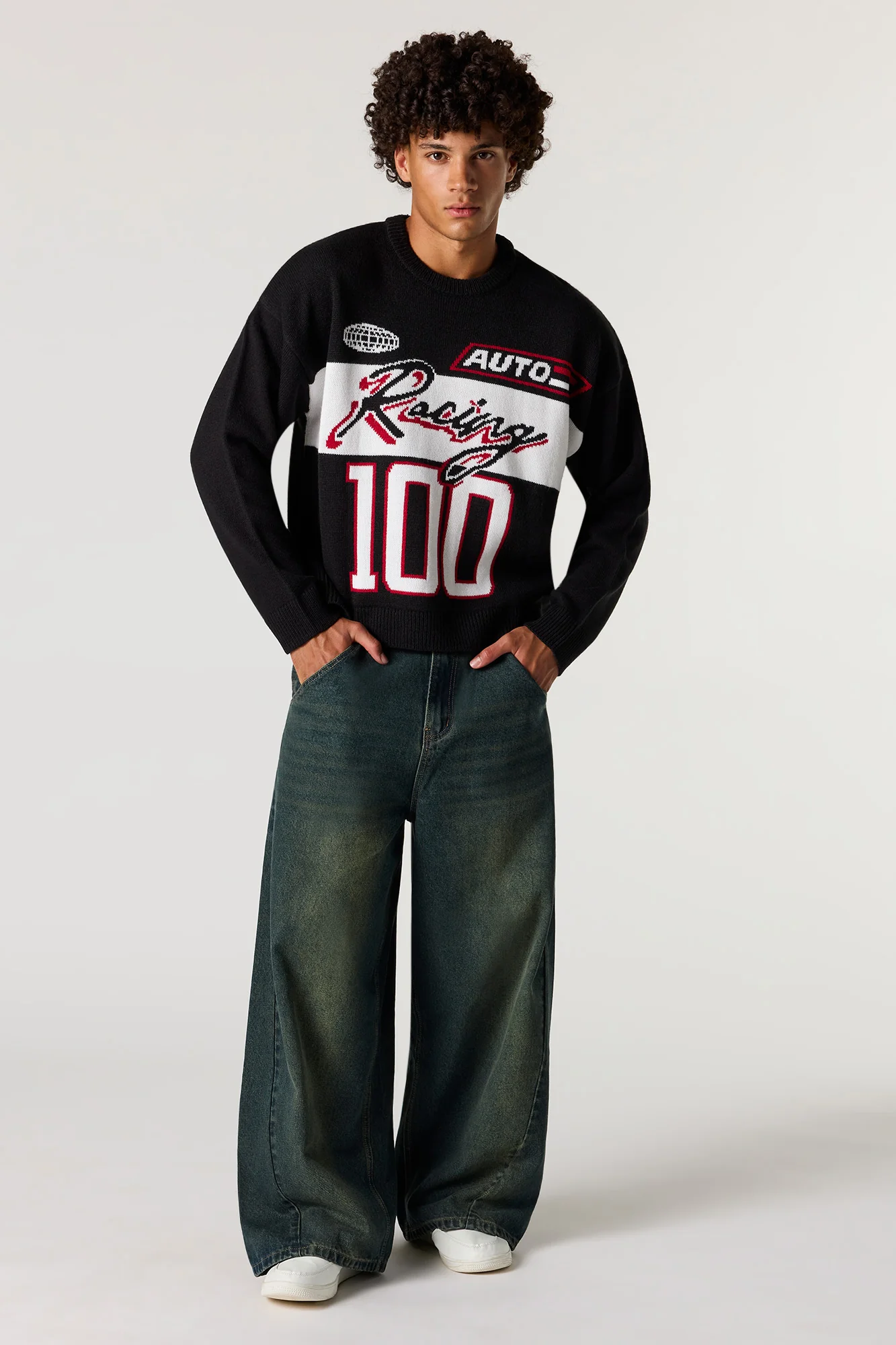 Racing Jacquard Knit Boxy Sweater - Image 3