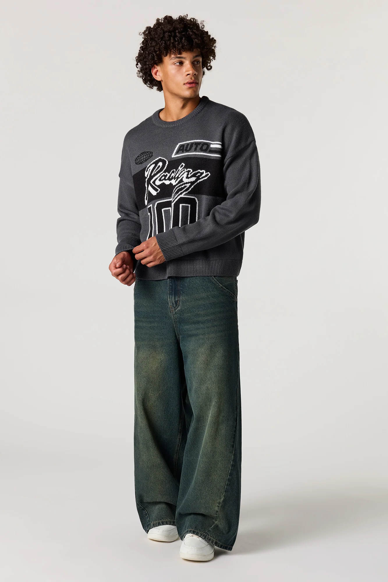 Racing Jacquard Knit Boxy Sweater - Image 6