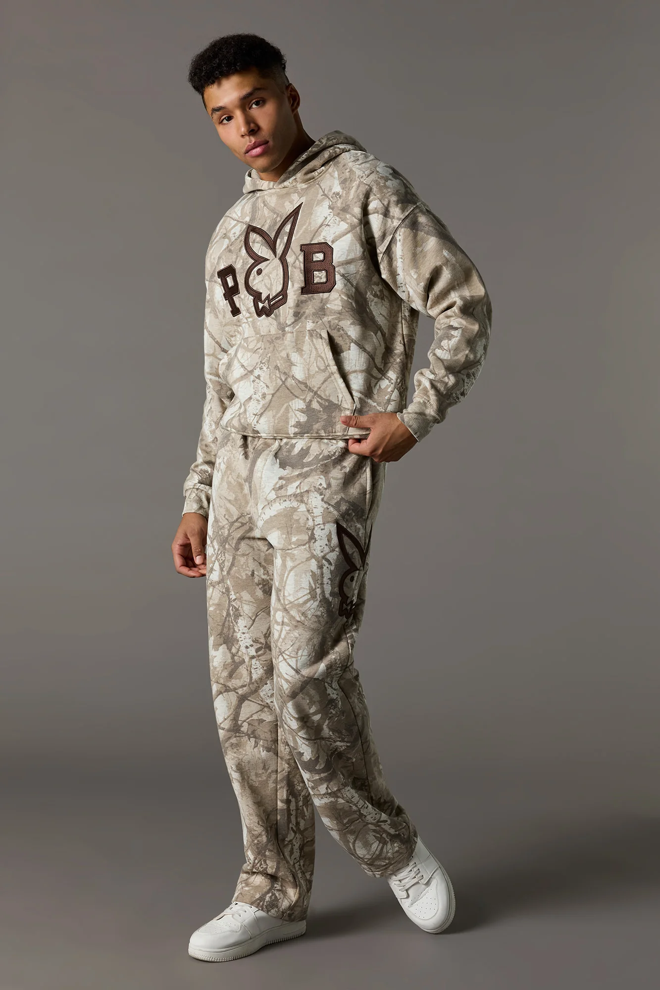 Twill Embroidered Playboy Boxy Fleece Hoodie - Image 3
