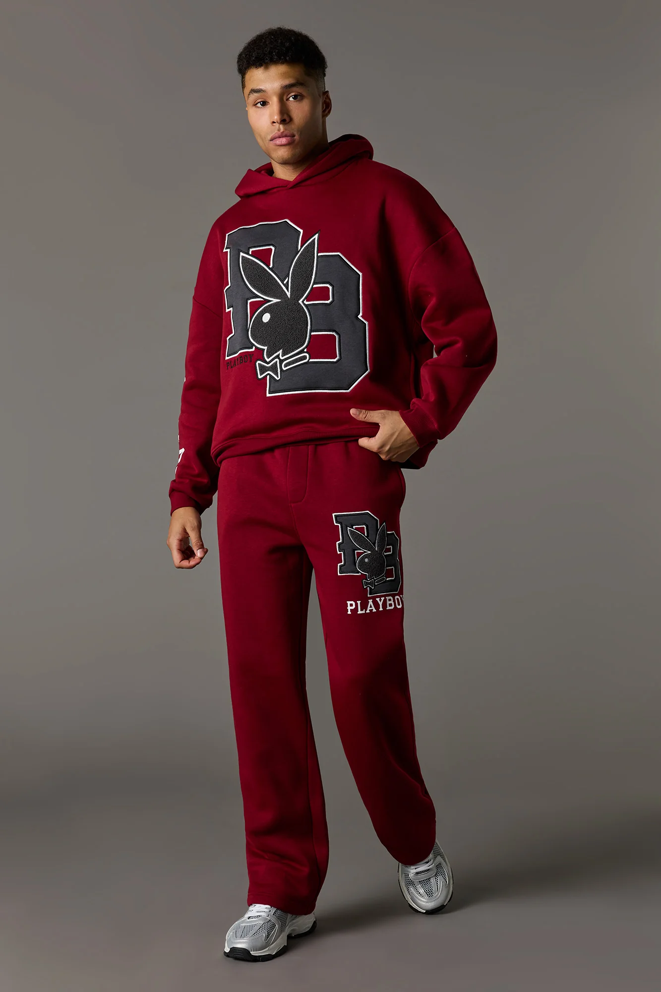 Chenille Embroidered Playboy Fleece Boxy Hoodie - Image 11
