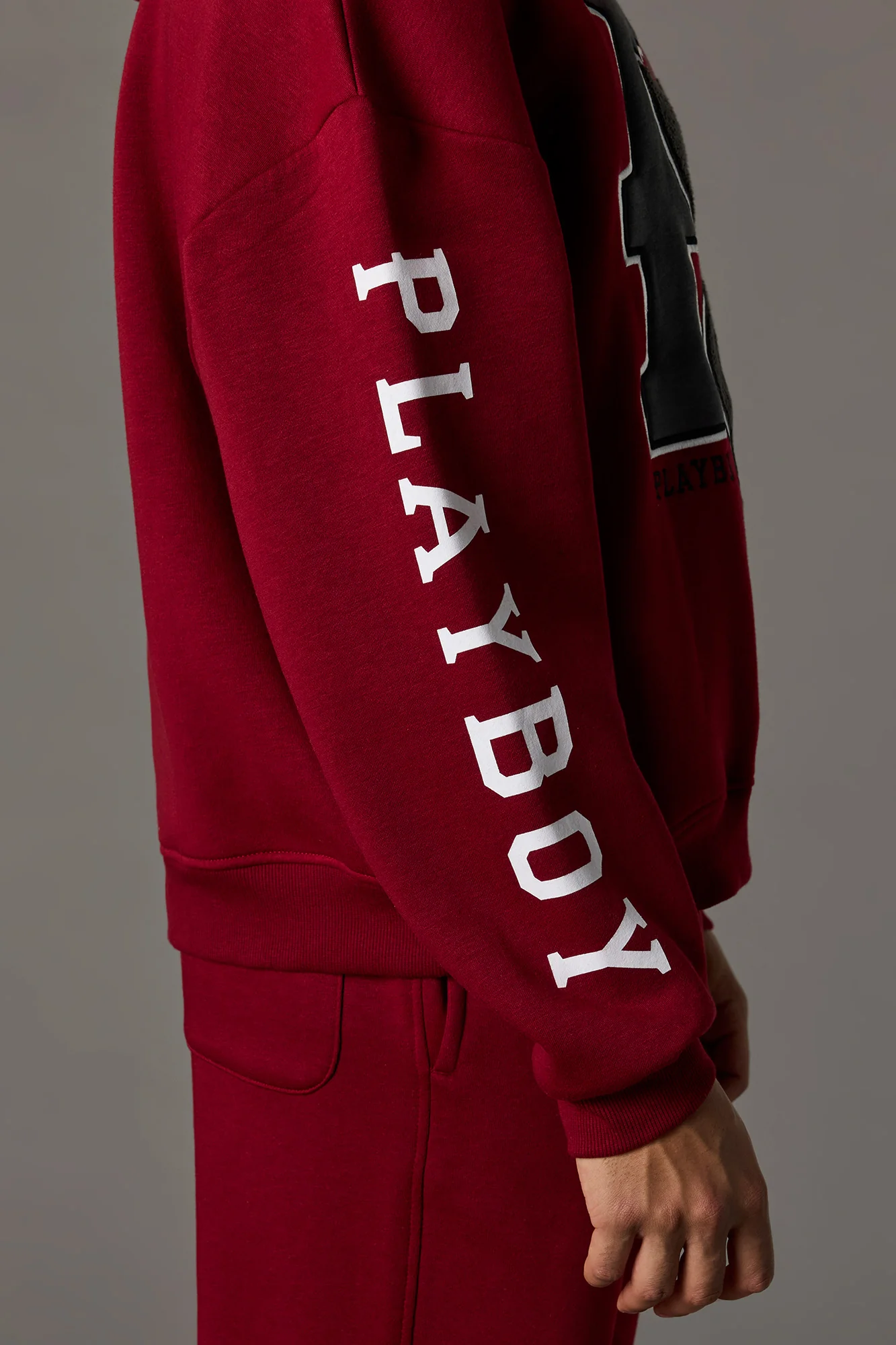 Chenille Embroidered Playboy Fleece Boxy Hoodie - Image 12