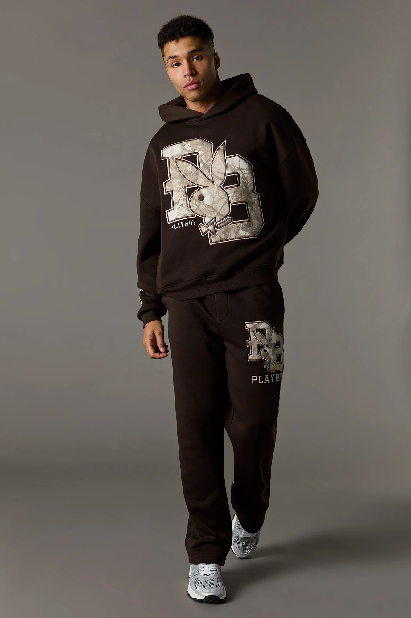 Chenille Embroidered Playboy Fleece Boxy Hoodie - Image 3