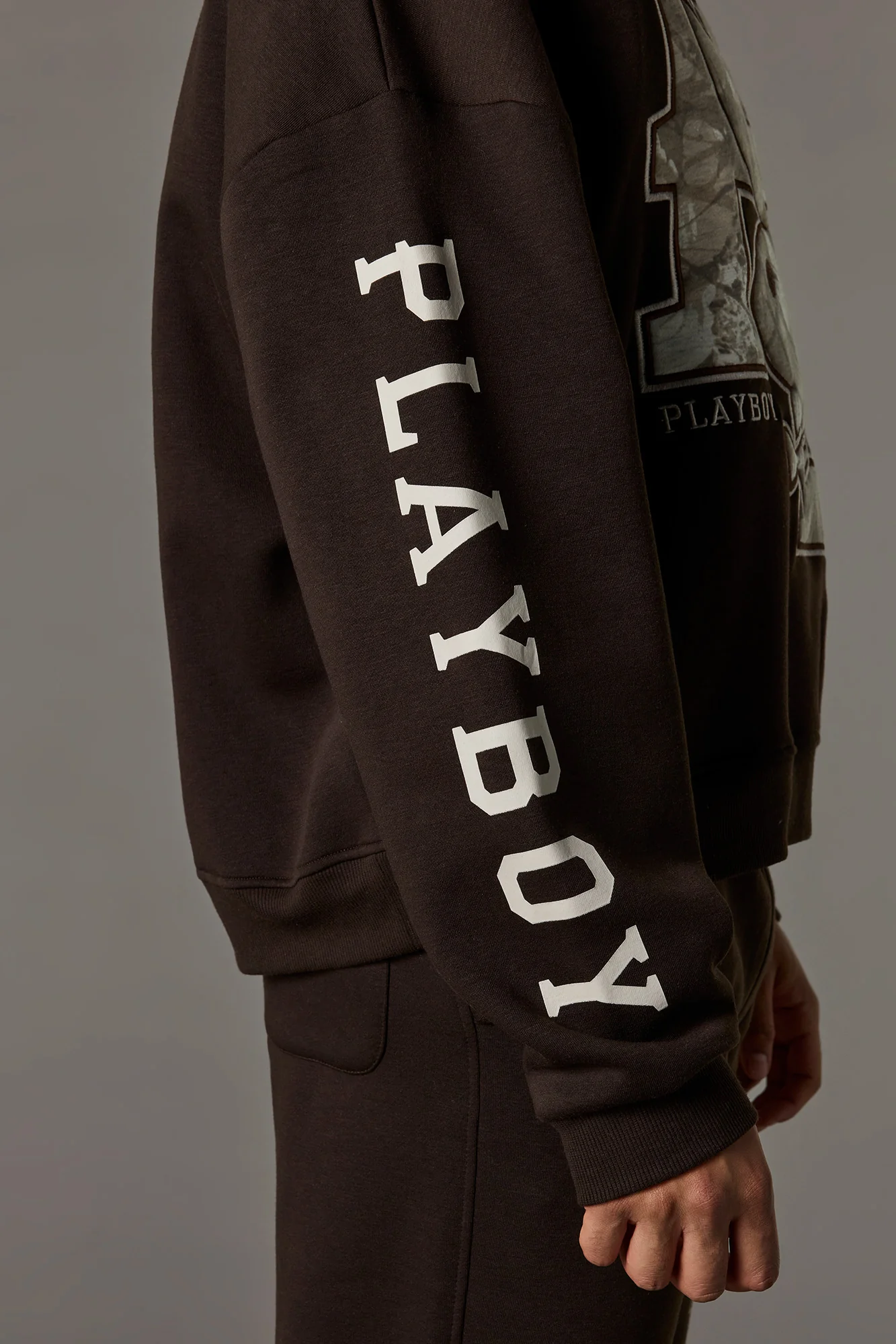 Chenille Embroidered Playboy Fleece Boxy Hoodie - Image 4