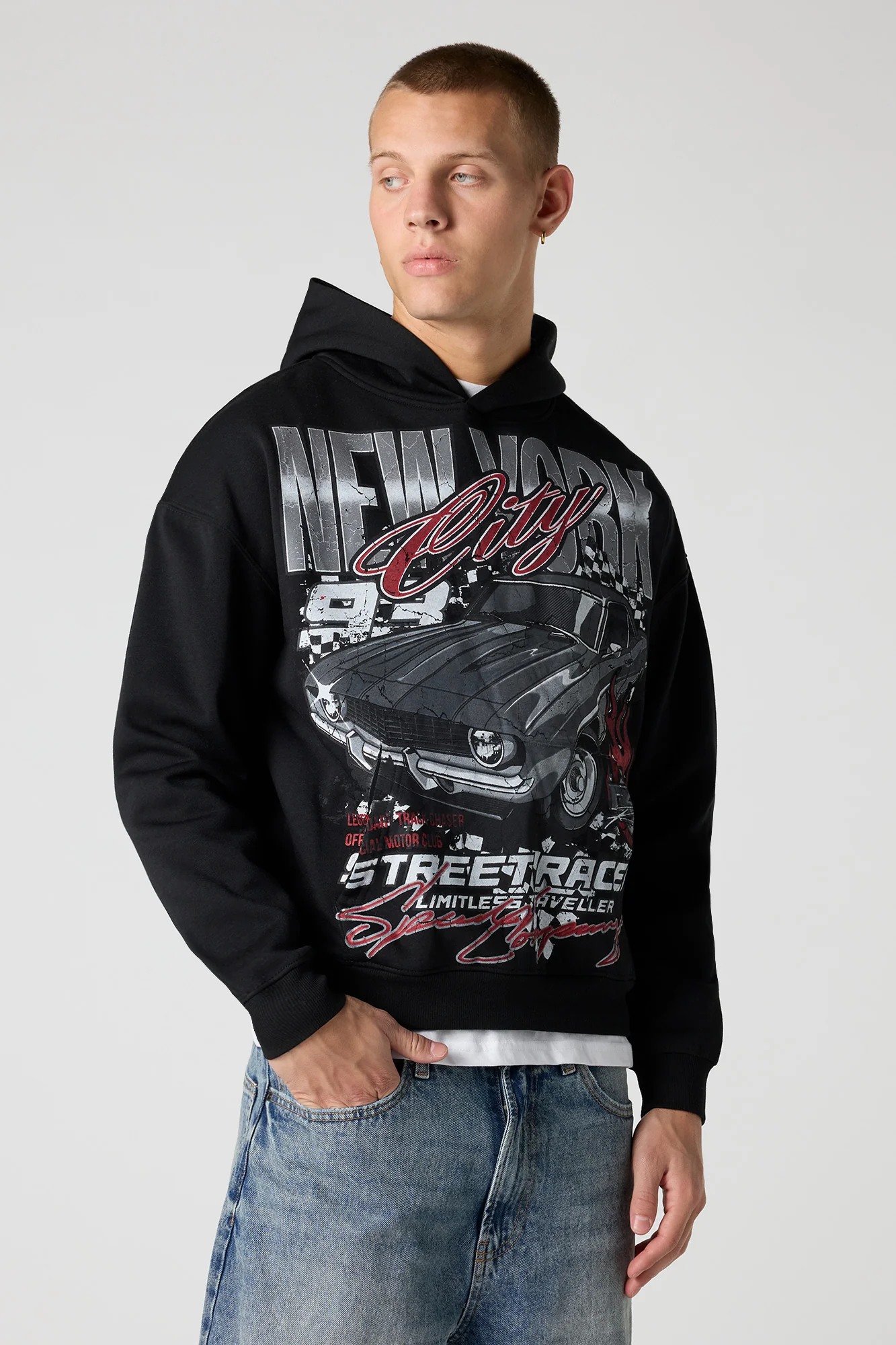 Graphic Boxy Fleece Hoodie - Image 5