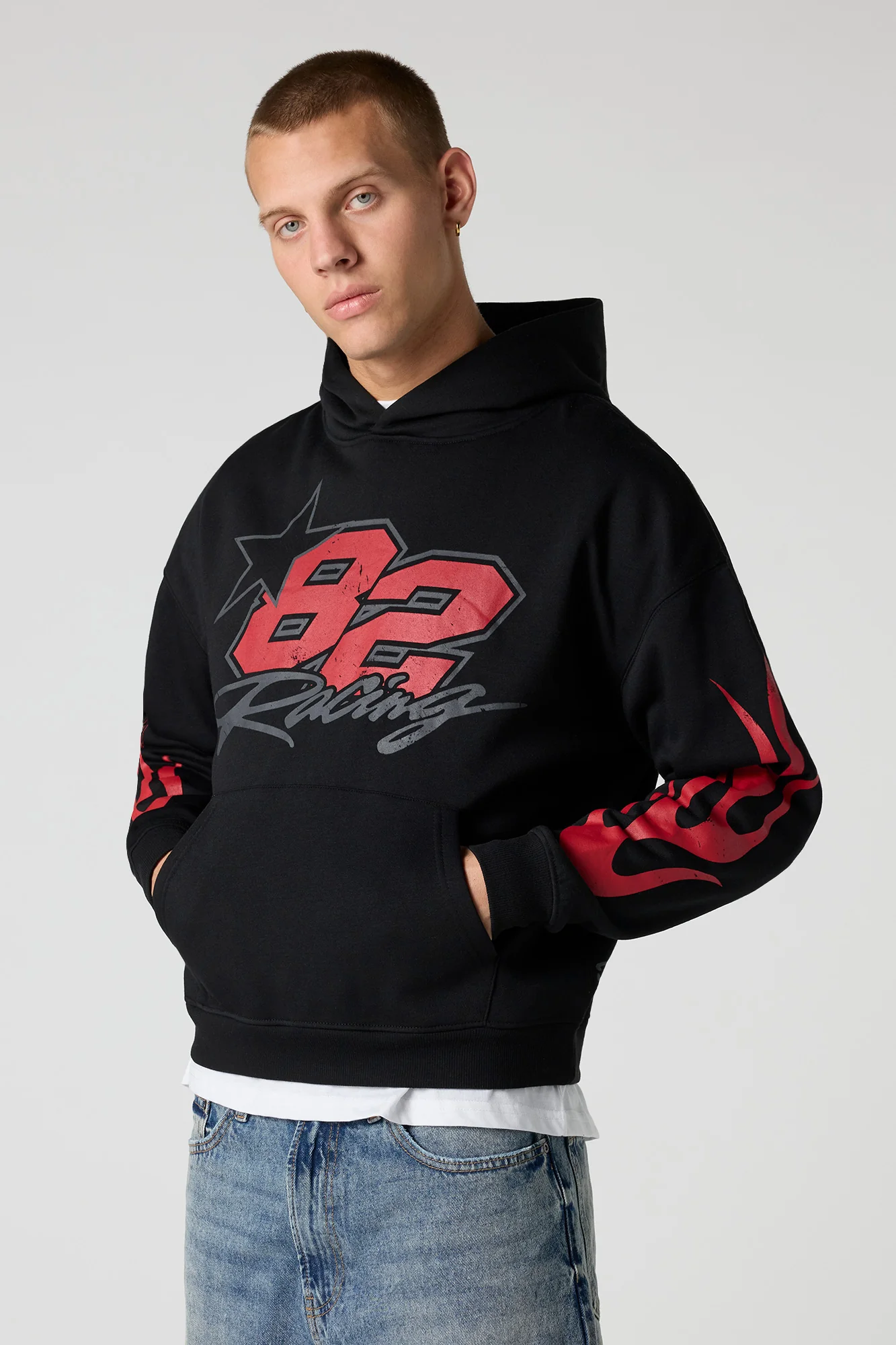 Graphic Boxy Fleece Hoodie - Image 8