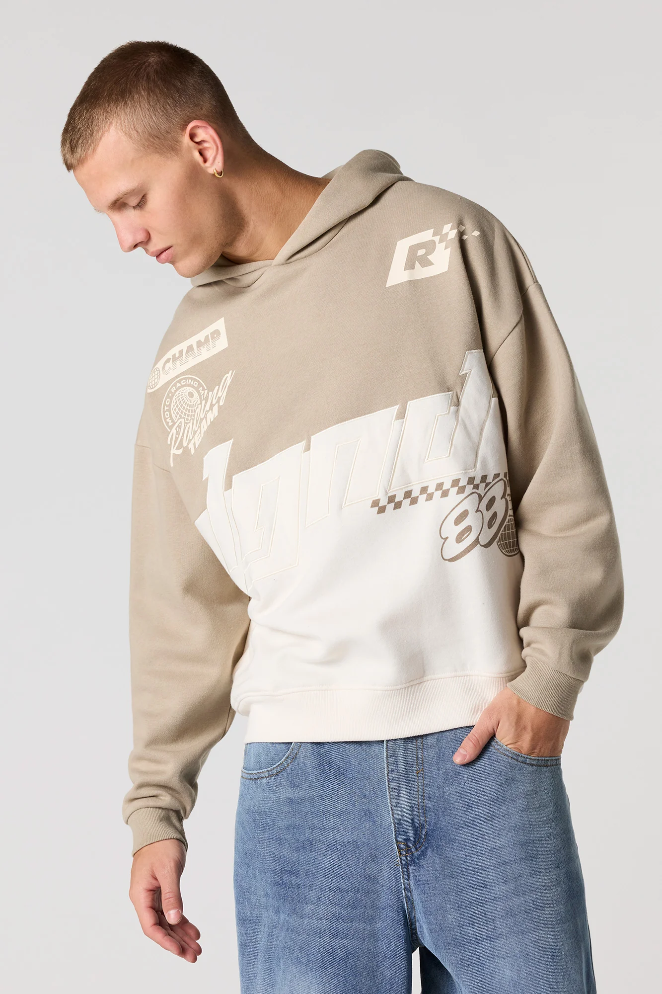 Embroidered Colourblock Racing Hoodie
