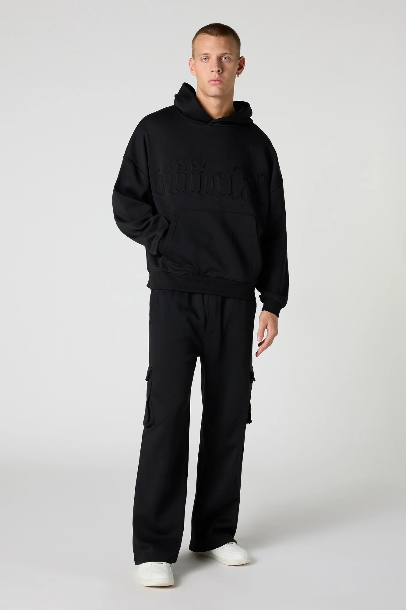 Embossed Pocket Cargo Baggy Fleece Sweatpant - Image 6