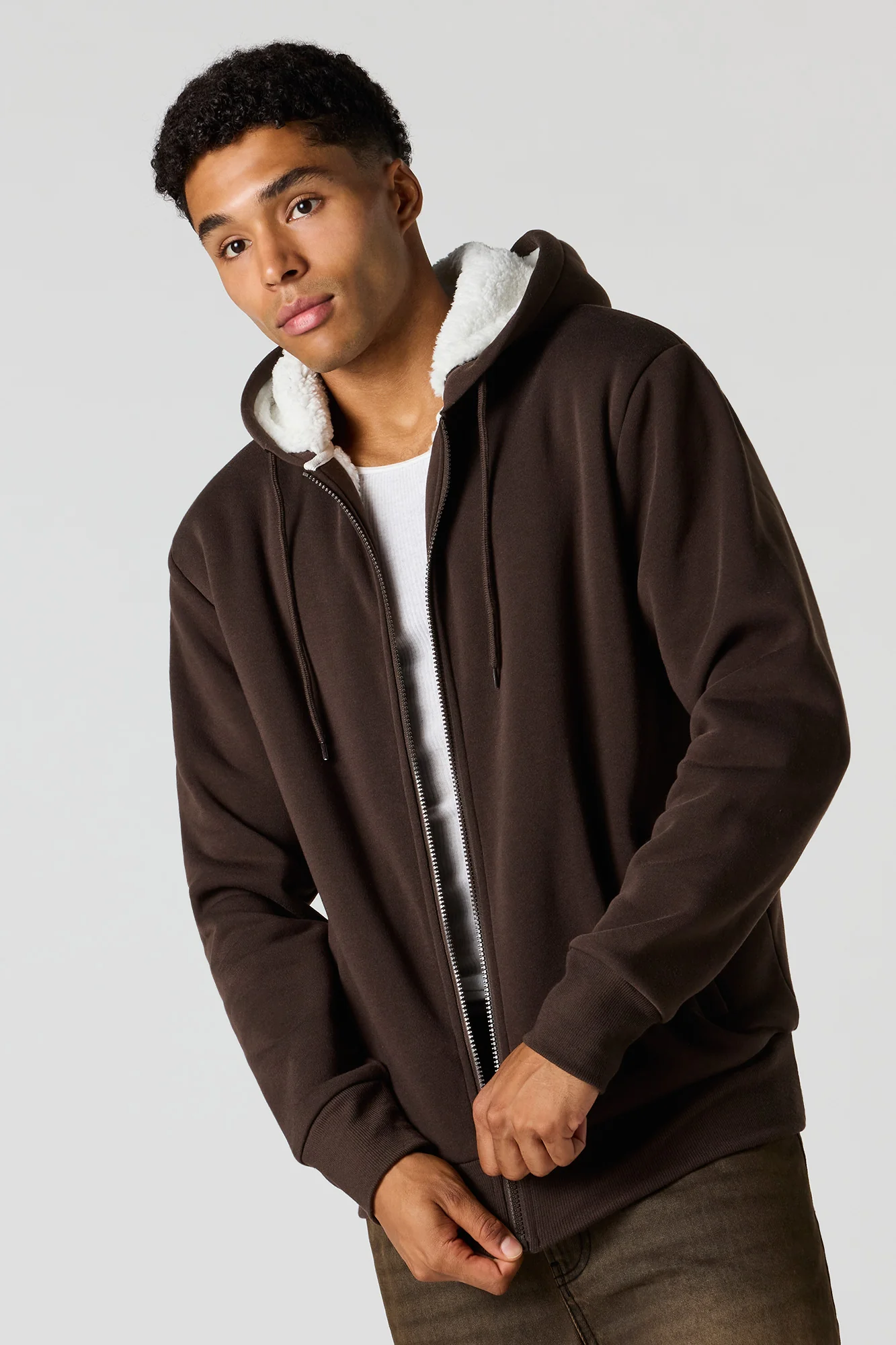 Sherpa-Lined Zip-Up Hoodie - Image 10