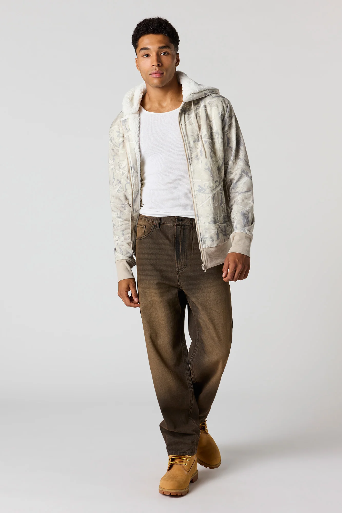 Sherpa-Lined Zip-Up Hoodie - Image 3