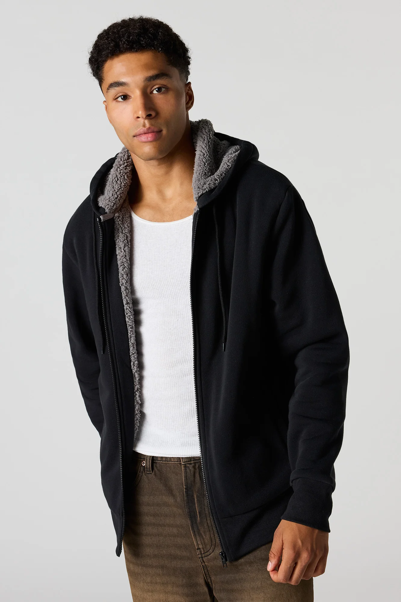 Sherpa-Lined Zip-Up Hoodie - Image 4