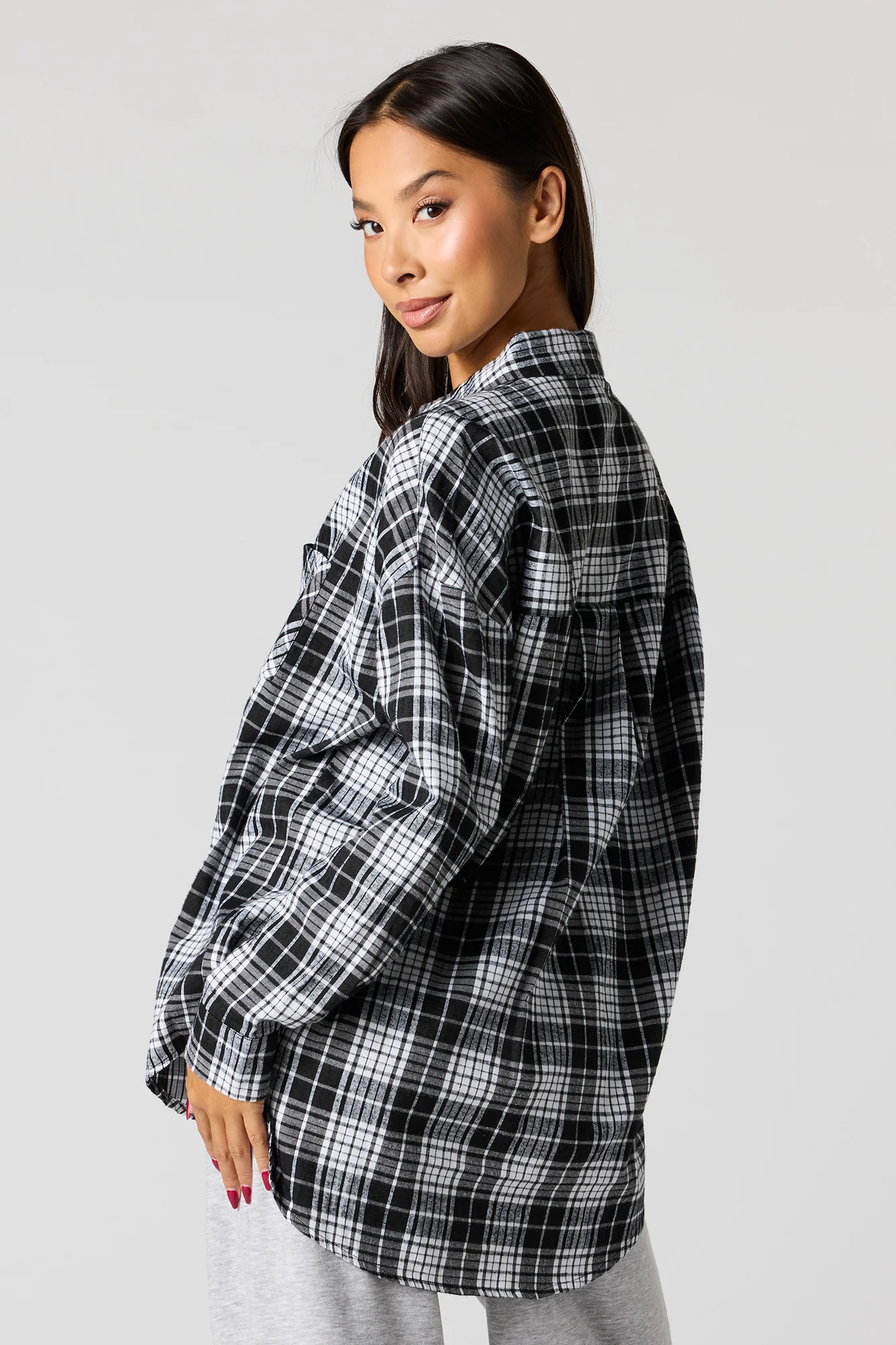 Plaid Flannel Button-Up Top - Image 2