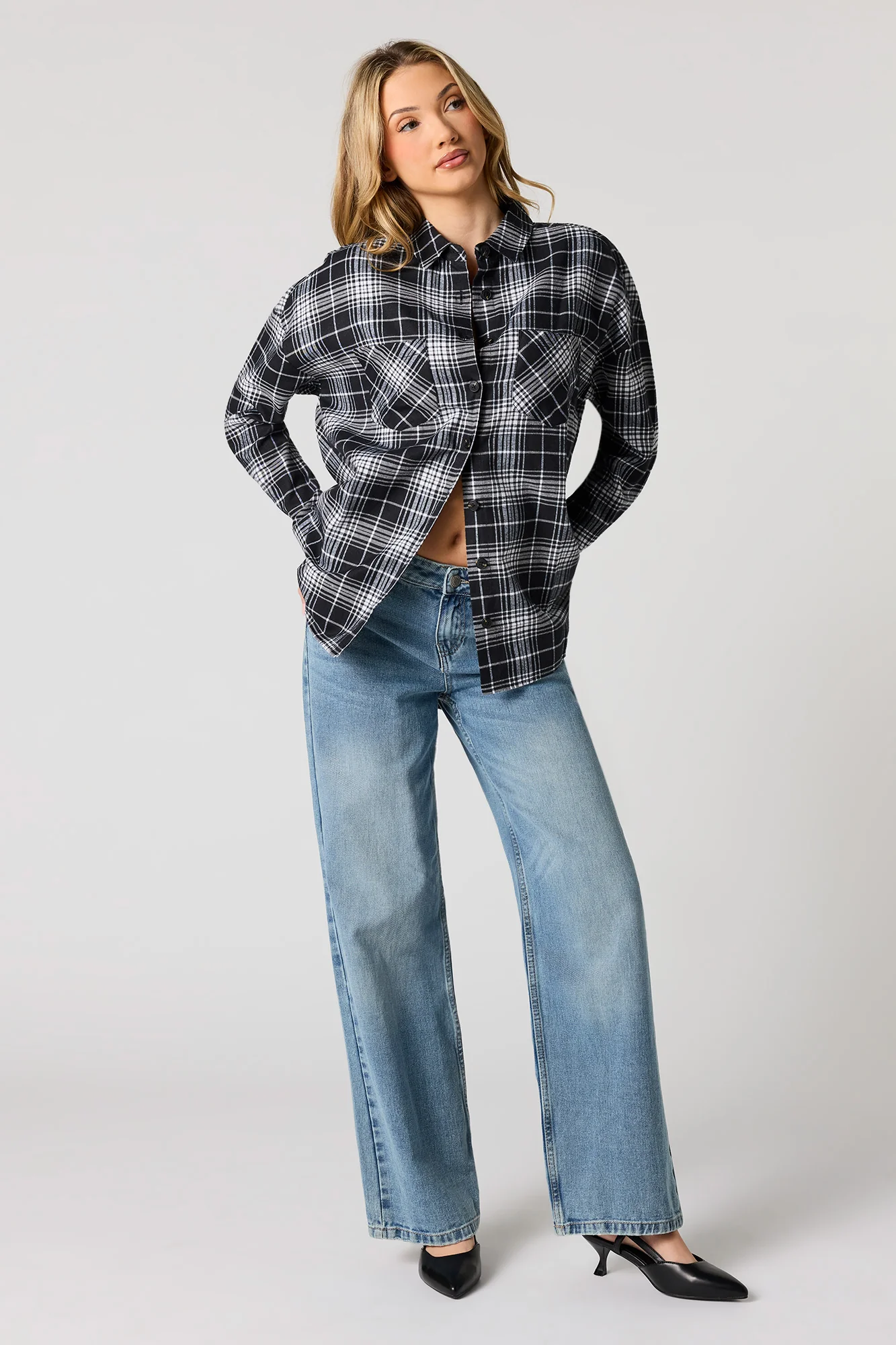 Plaid Flannel Button-Up Top - Image 6