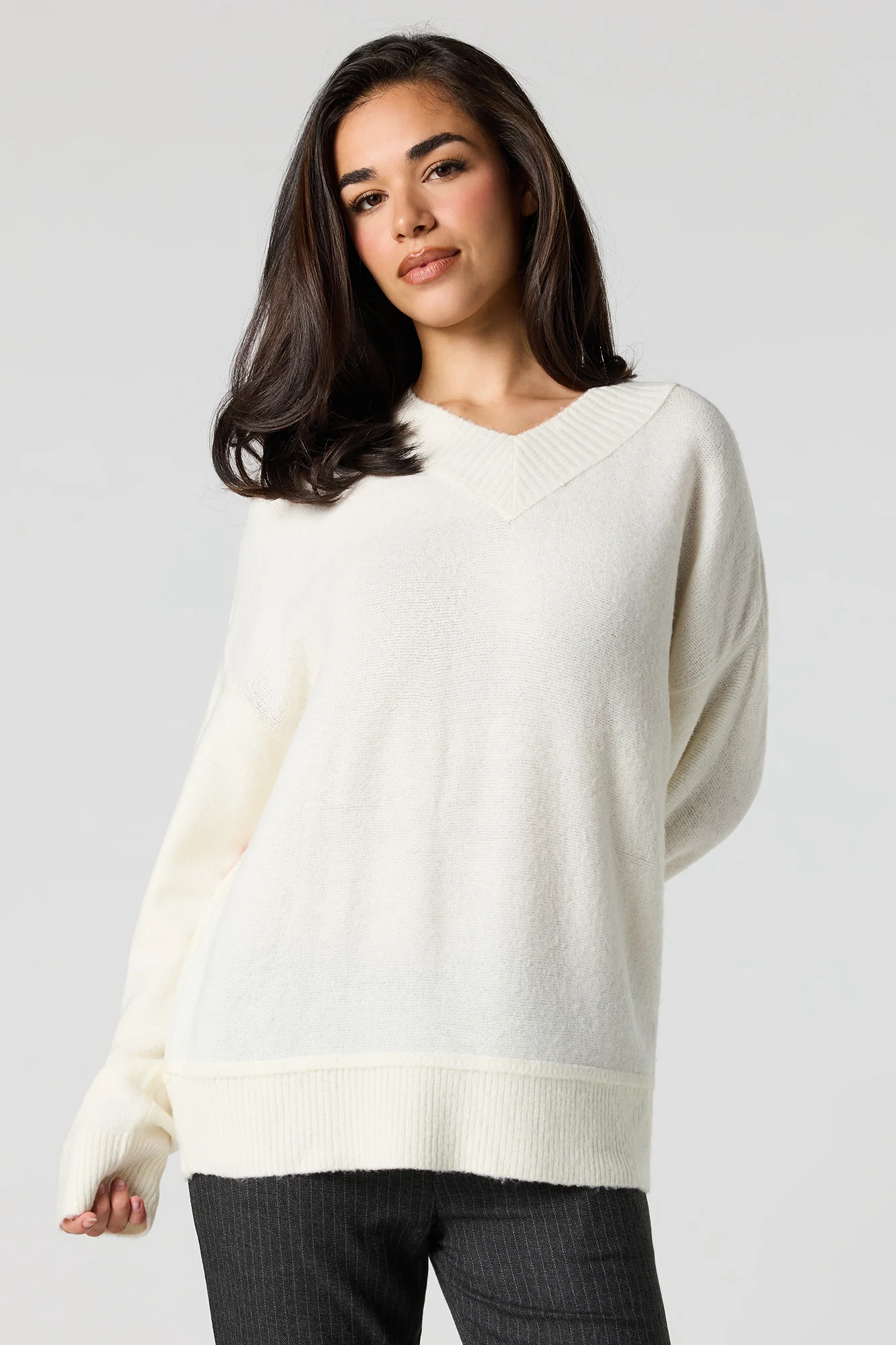 Mossy Knit V-Neck Sweater - Image 15