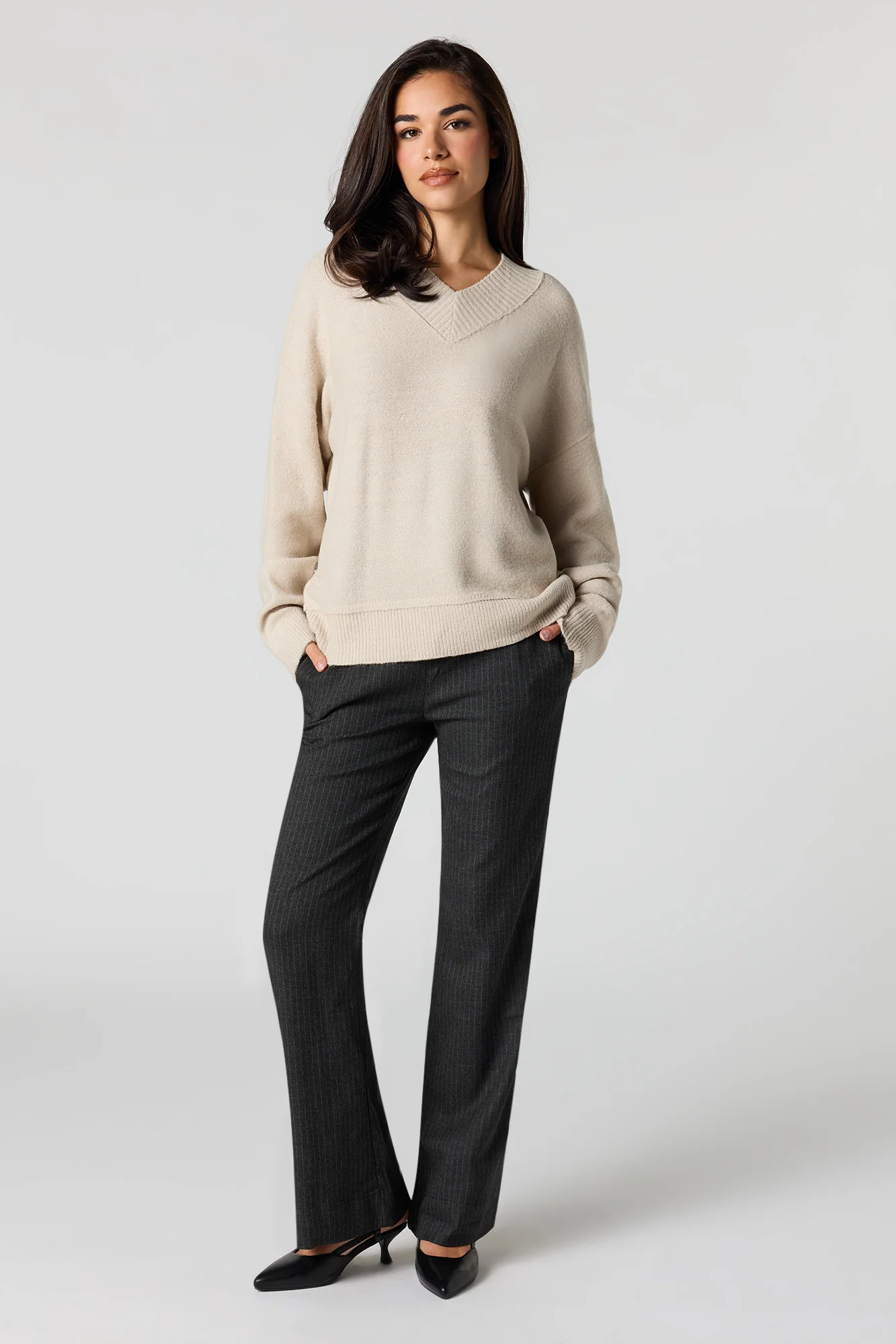 Mossy Knit V-Neck Sweater - Image 20