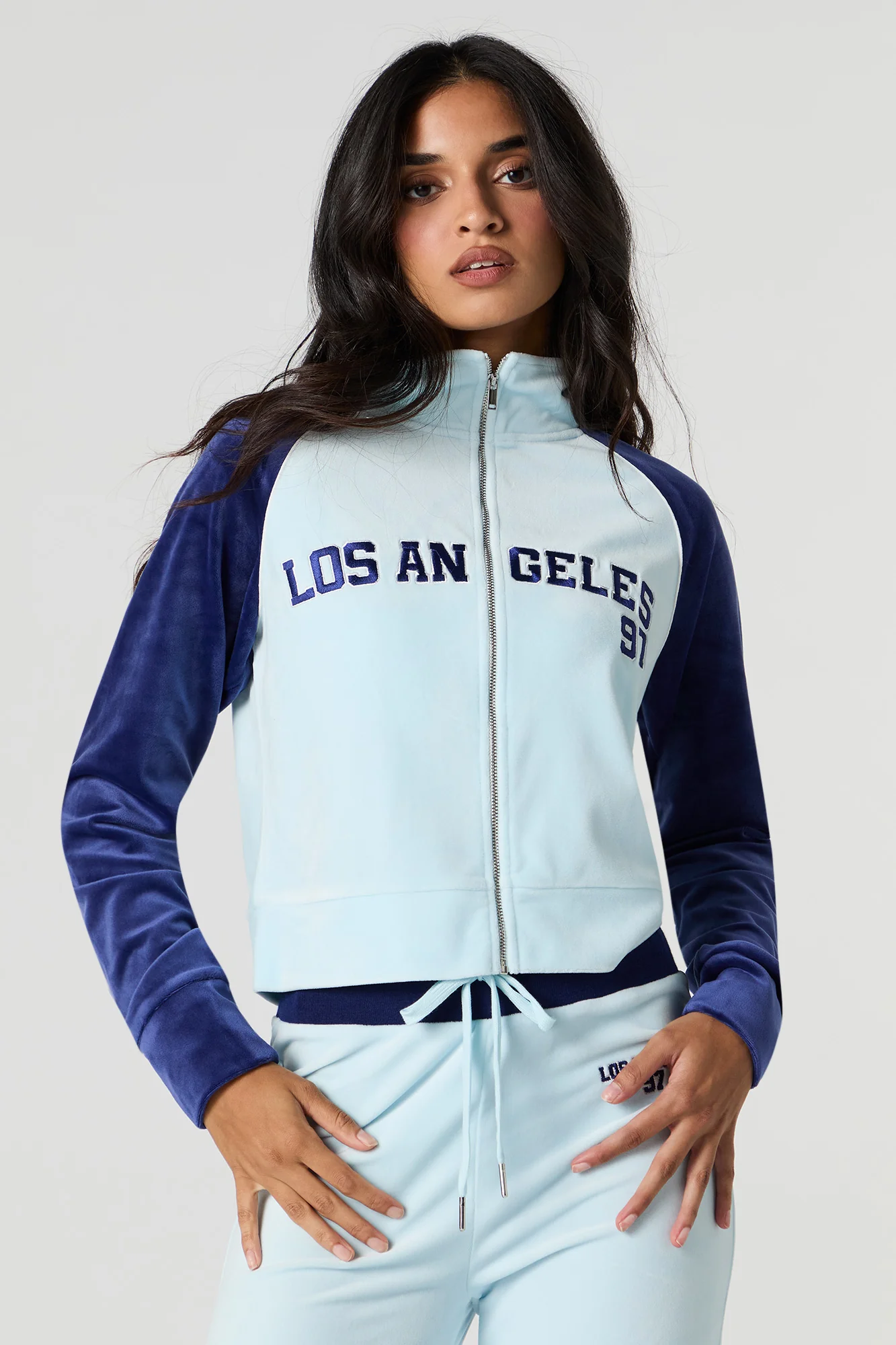 Embroidered Velour Zip-Up Sweater - Image 5