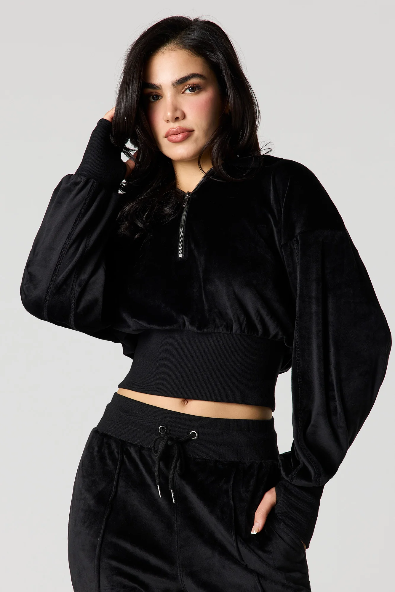 Velour Quarter Zip Hoodie - Image 4