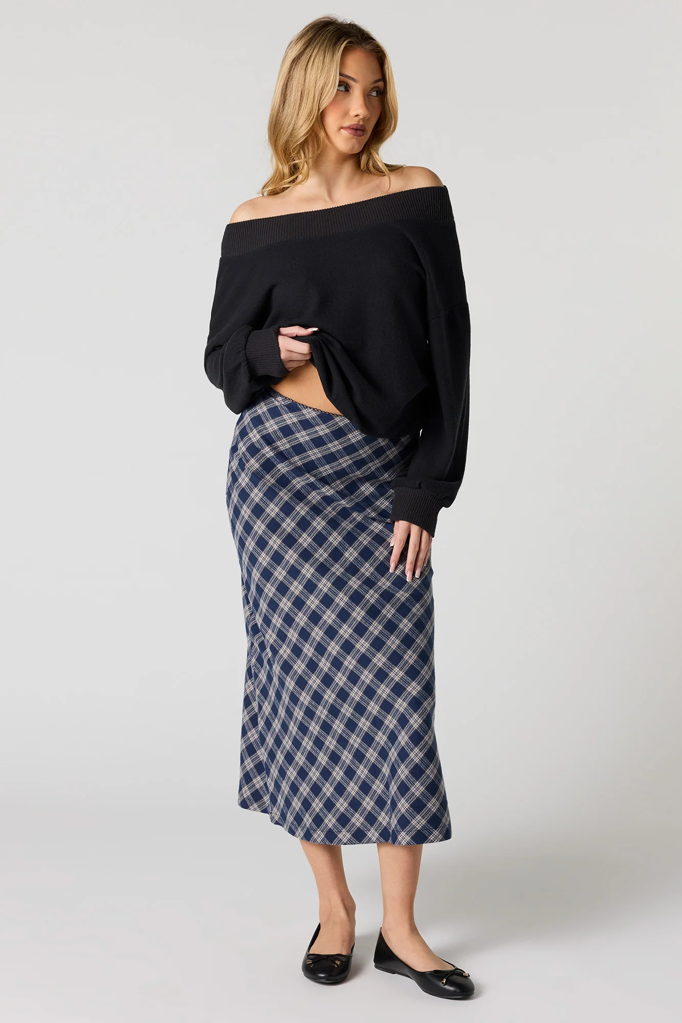 Plaid Flannel Midi Skirt