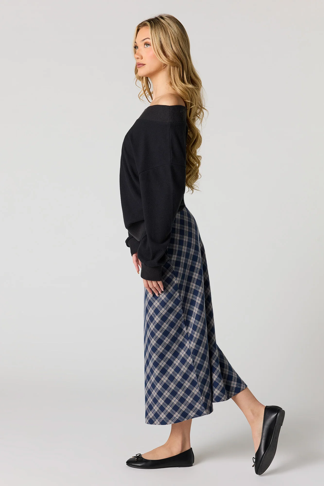 Plaid Flannel Midi Skirt - Image 2