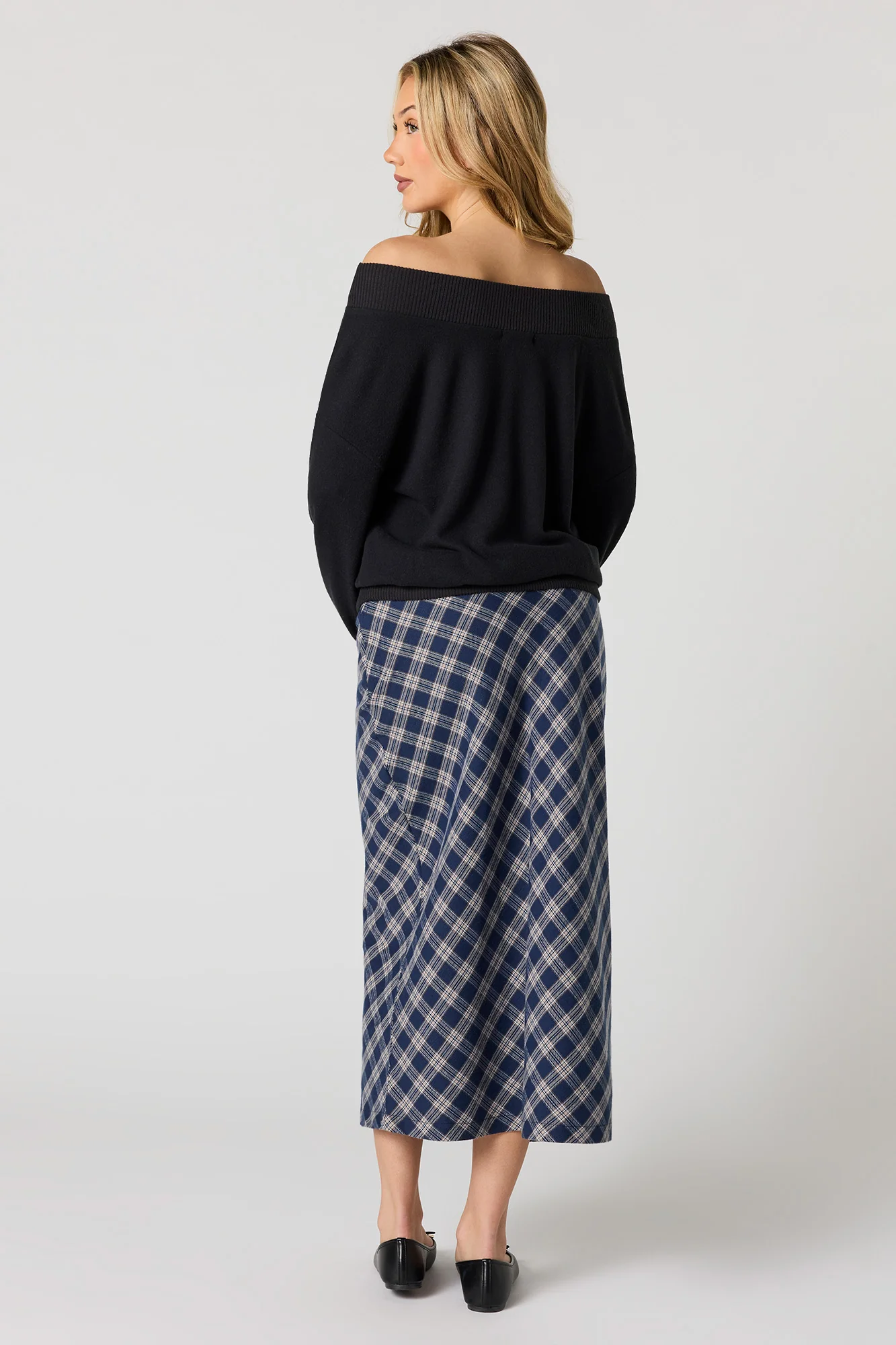 Plaid Flannel Midi Skirt - Image 3