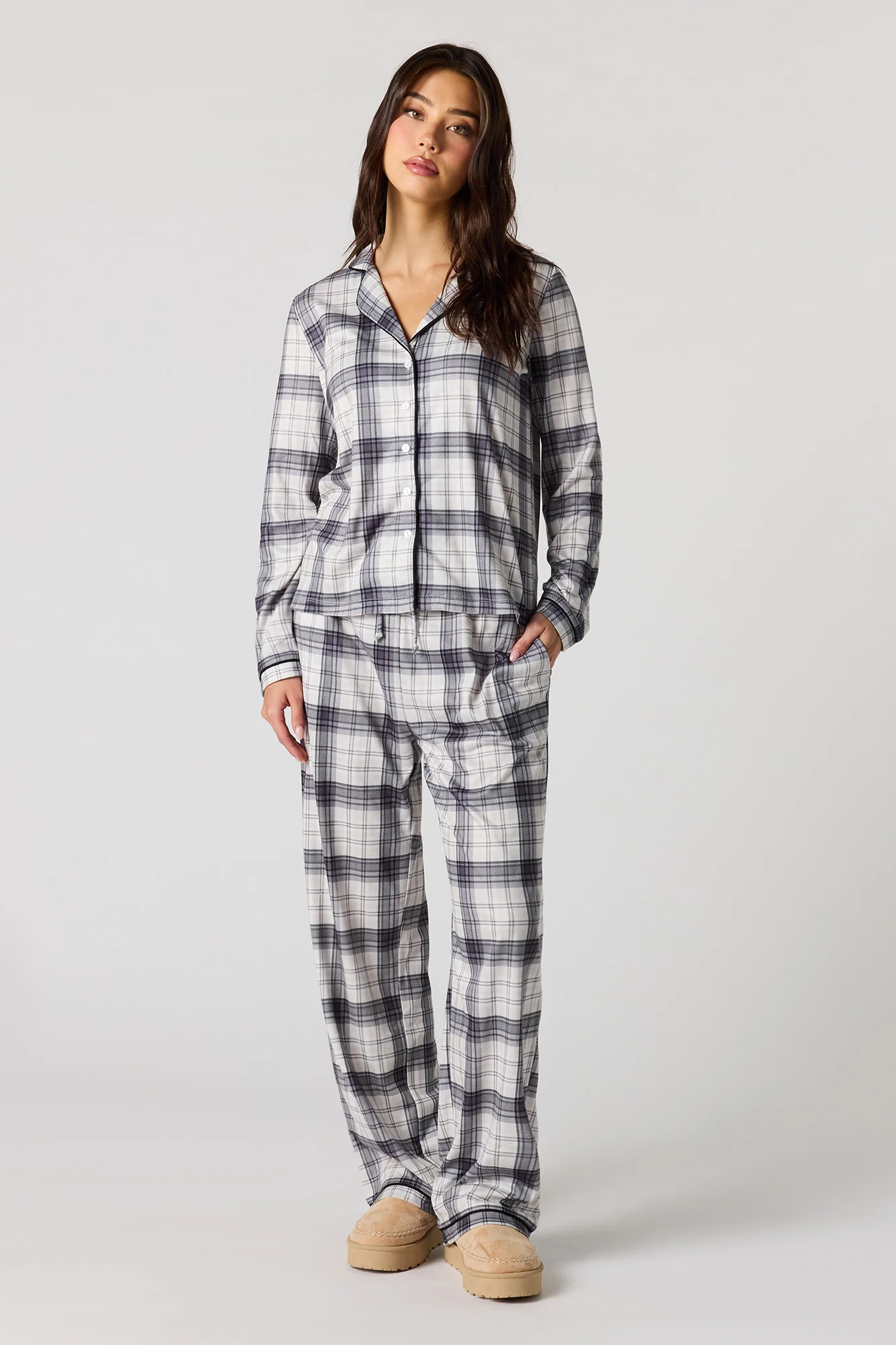Flannel Button-Up Long Sleeve Top & Pajama Pant - Image 5