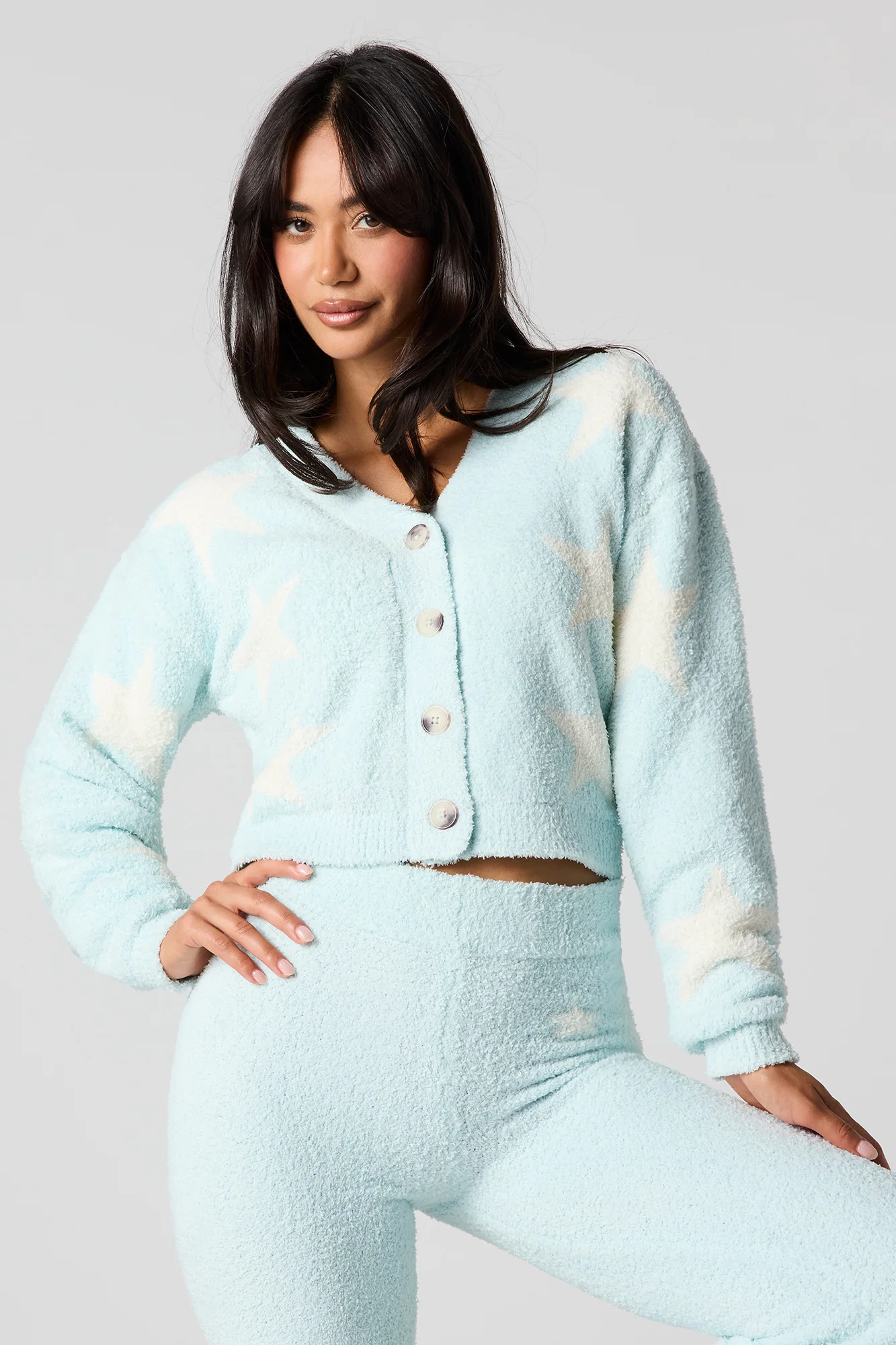 Jacquard Knit Button-Up Cardigan - Image 4
