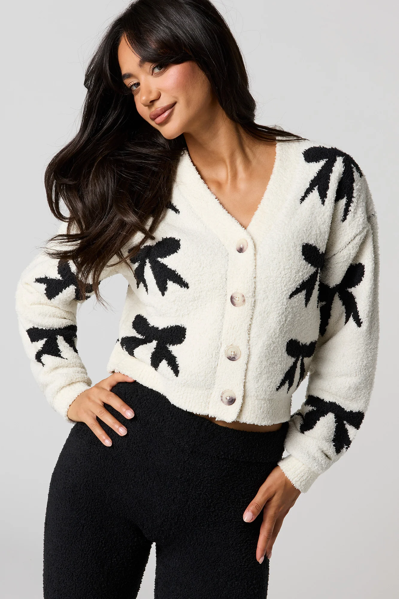 Jacquard Knit Button-Up Cardigan - Image 5