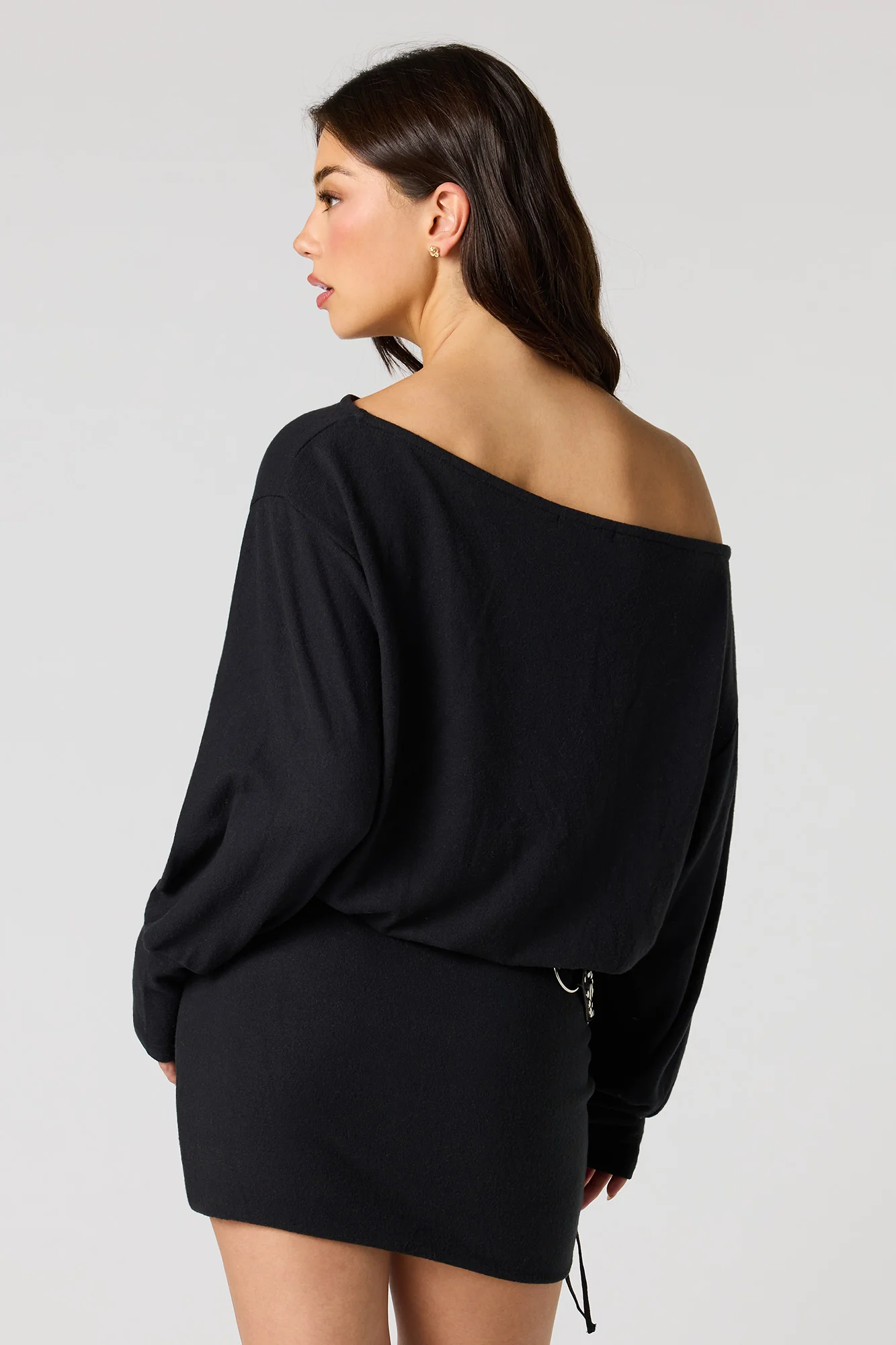 Knit Off Shoulder Long Sleeve Mini Dress - Image 6