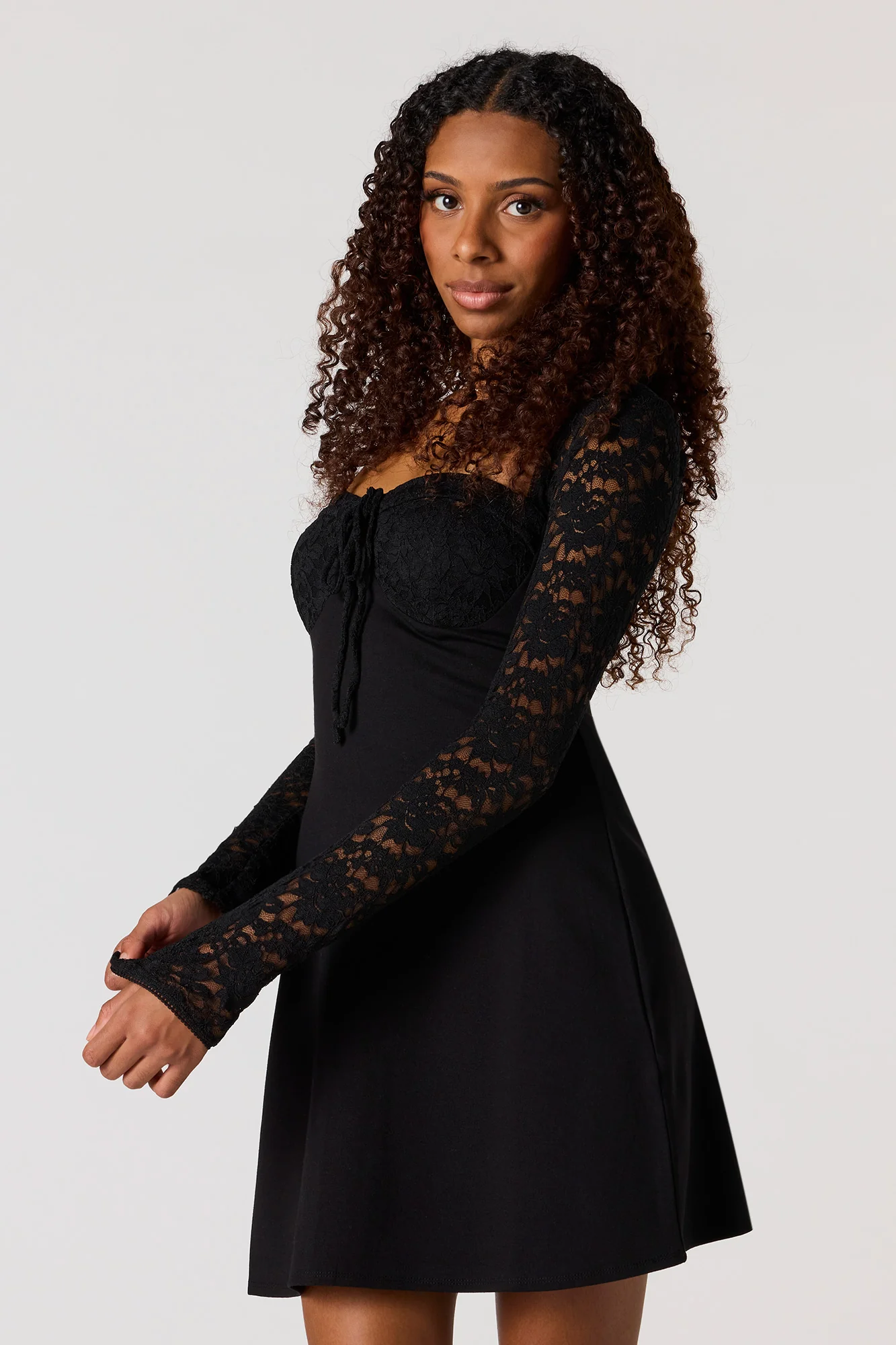 Lace Long Sleeve Mini Dress - Image 4
