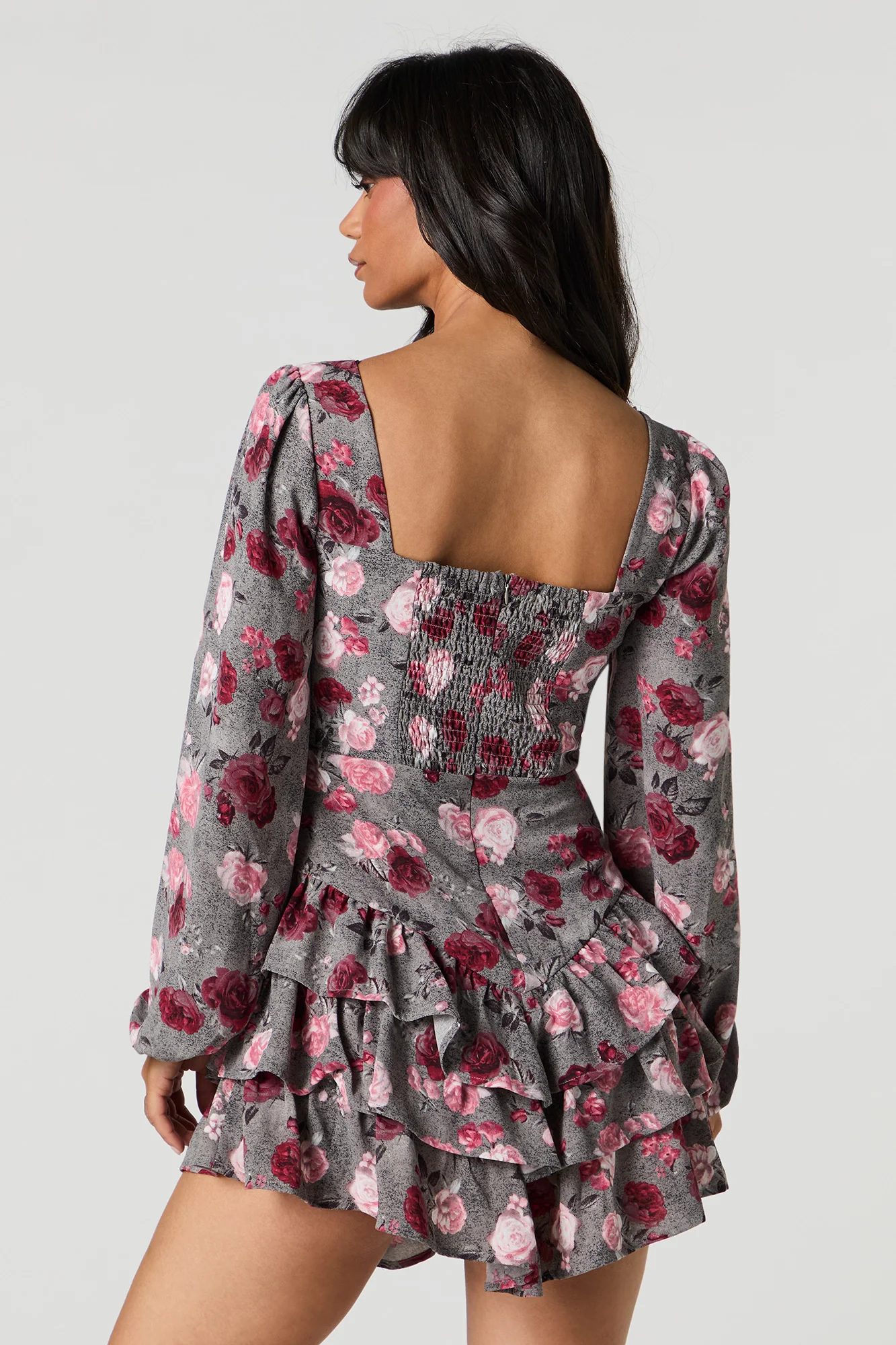 Flowy Tiered Long Sleeve Mini Dress - Image 2