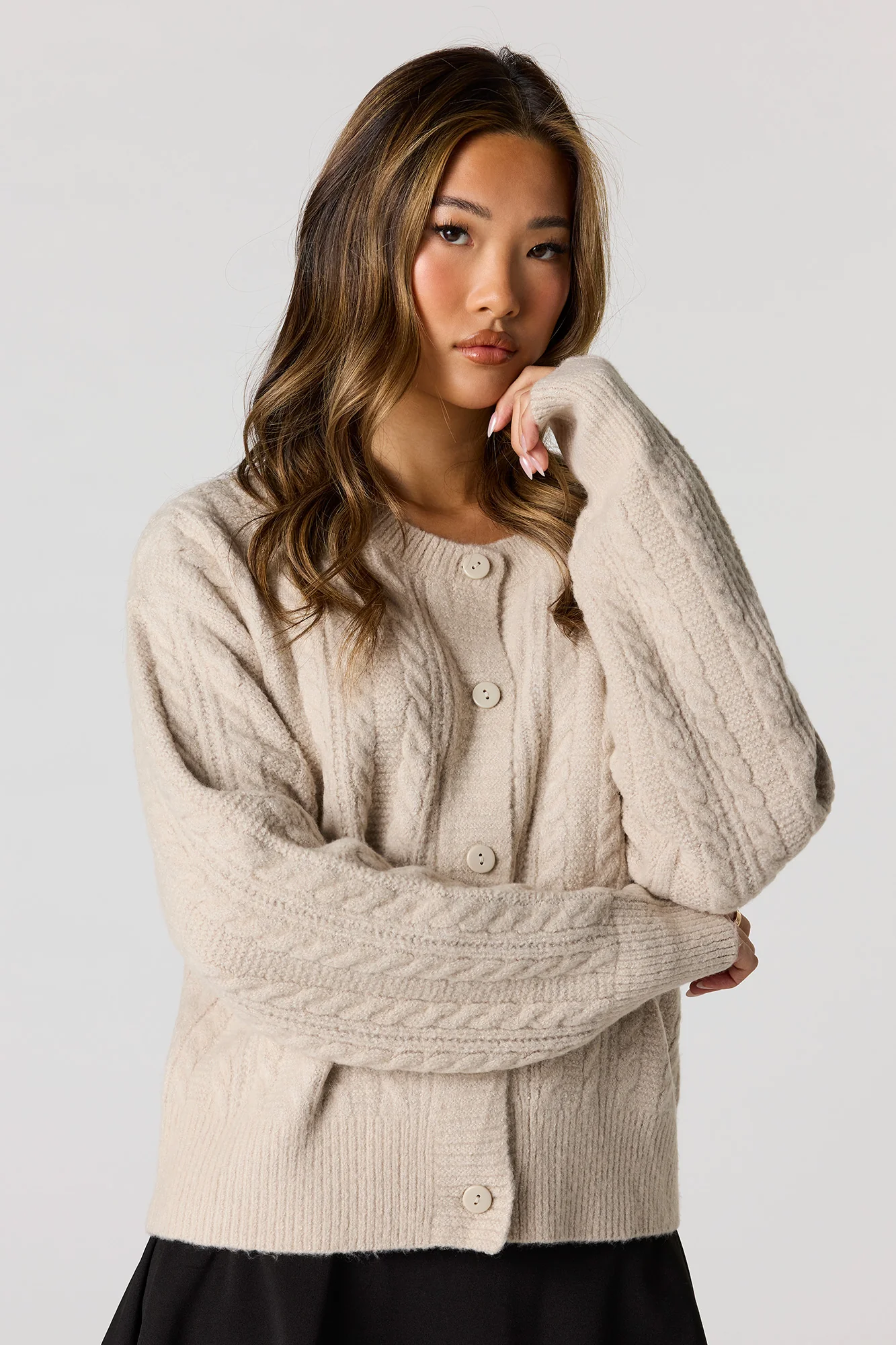 Mossy Cable Knit Cardigan - Image 13