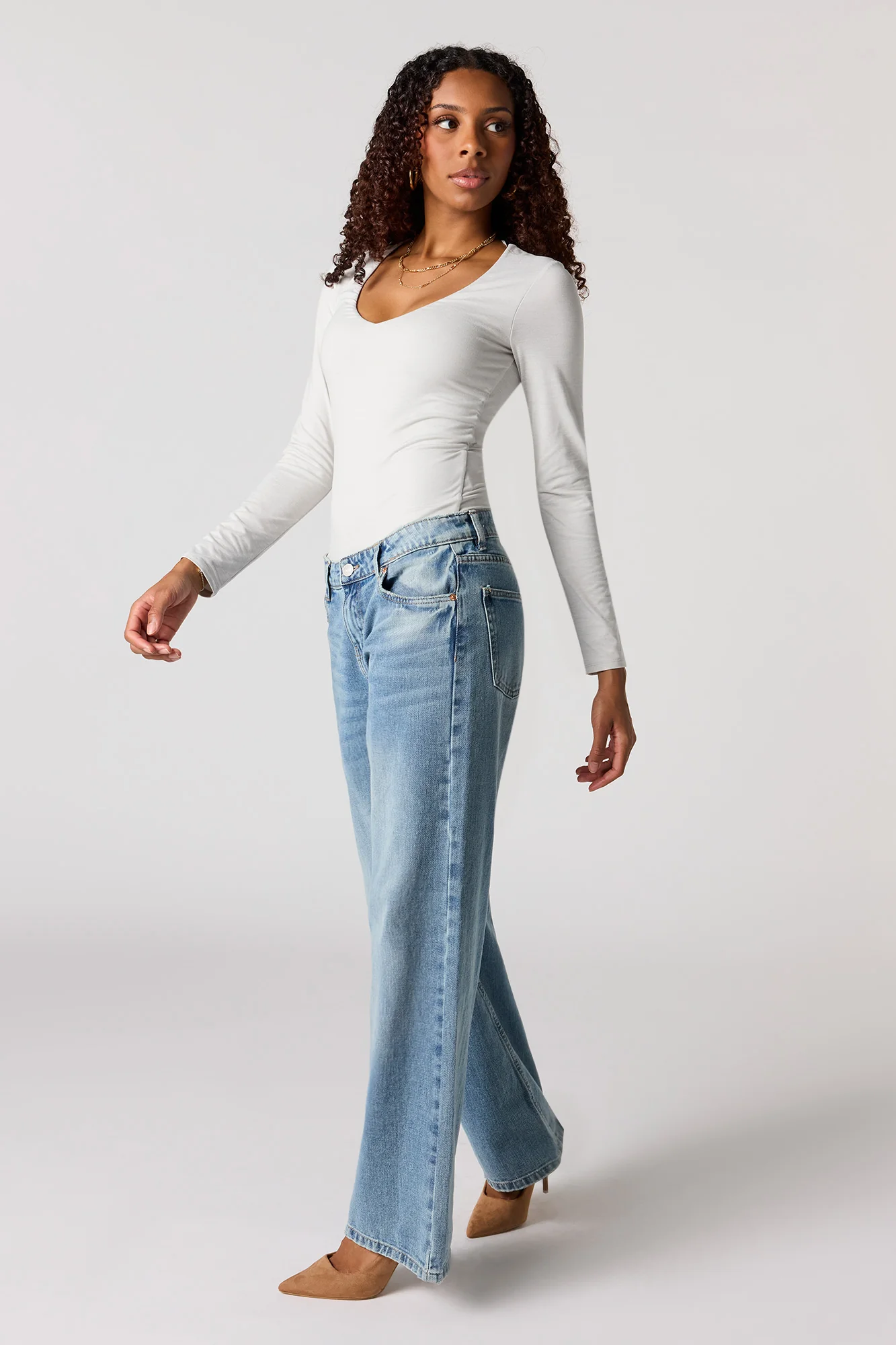 V-Neckline Long Sleeve Bodysuit - Image 15