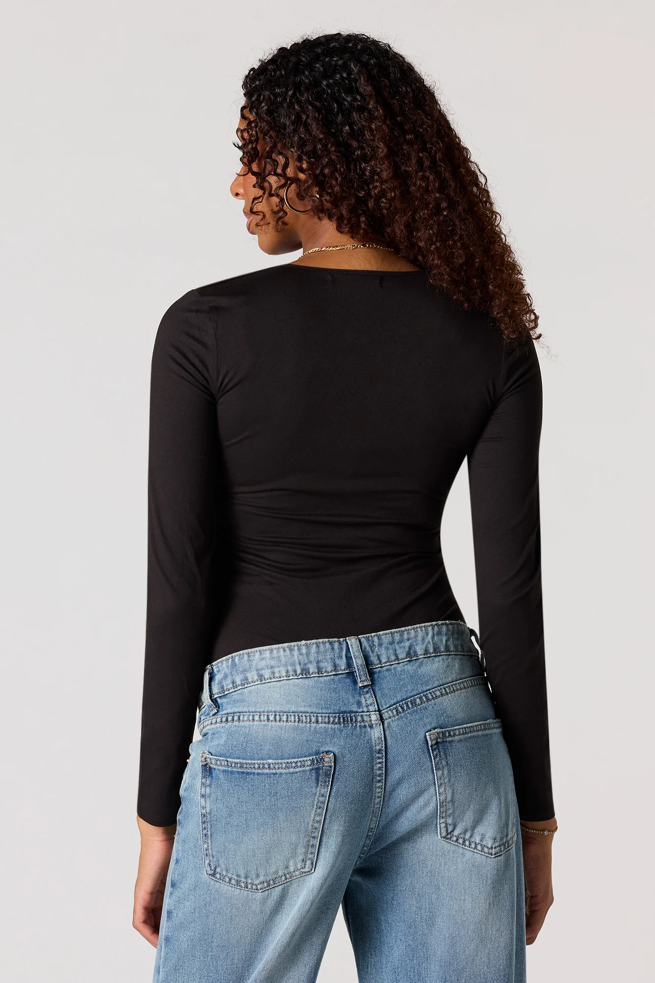 V-Neckline Long Sleeve Bodysuit - Image 6
